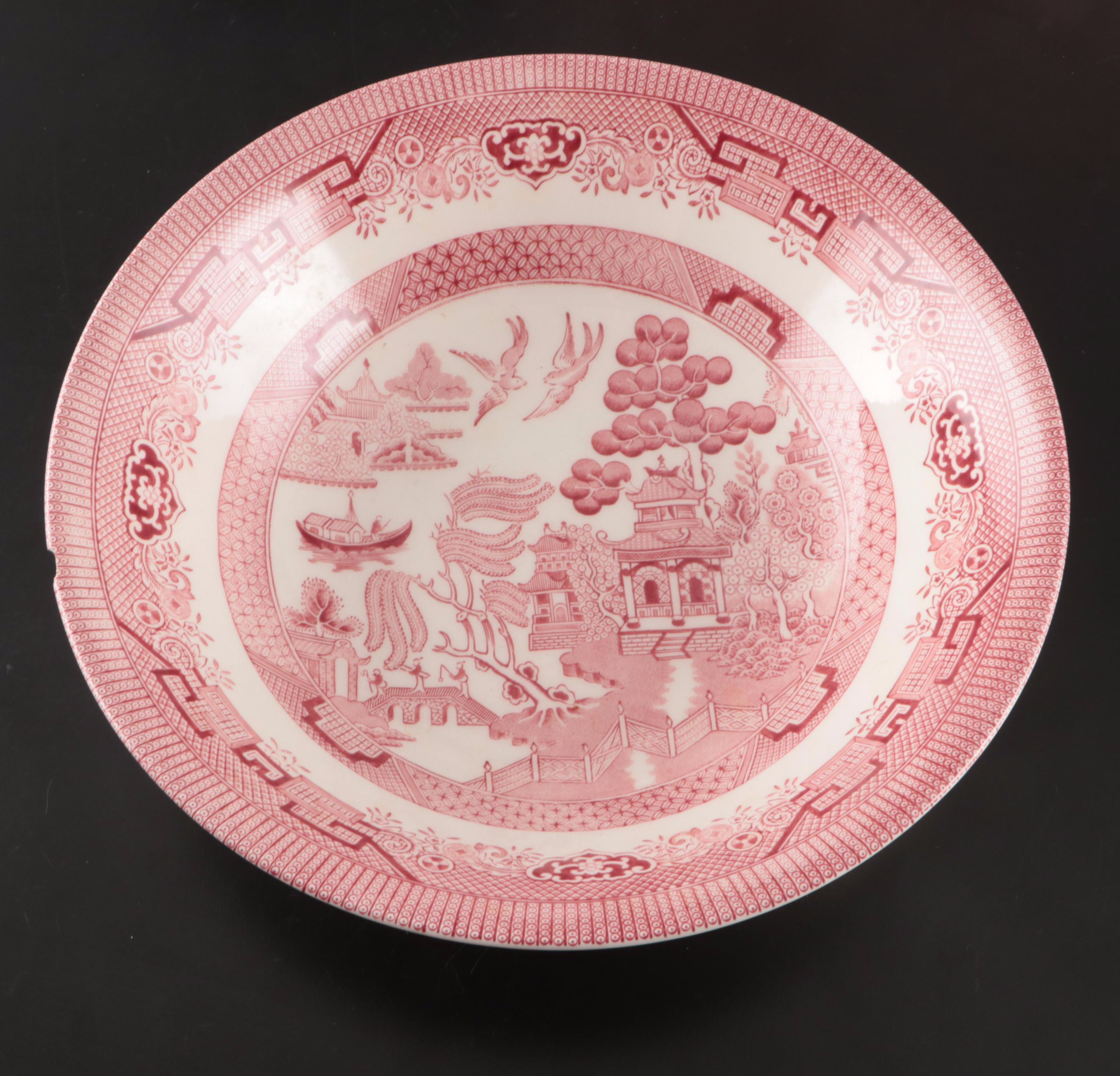 Mason's "Red Willow" Ironstone Jar with Churchill "Willow Rosa" Dinnerware