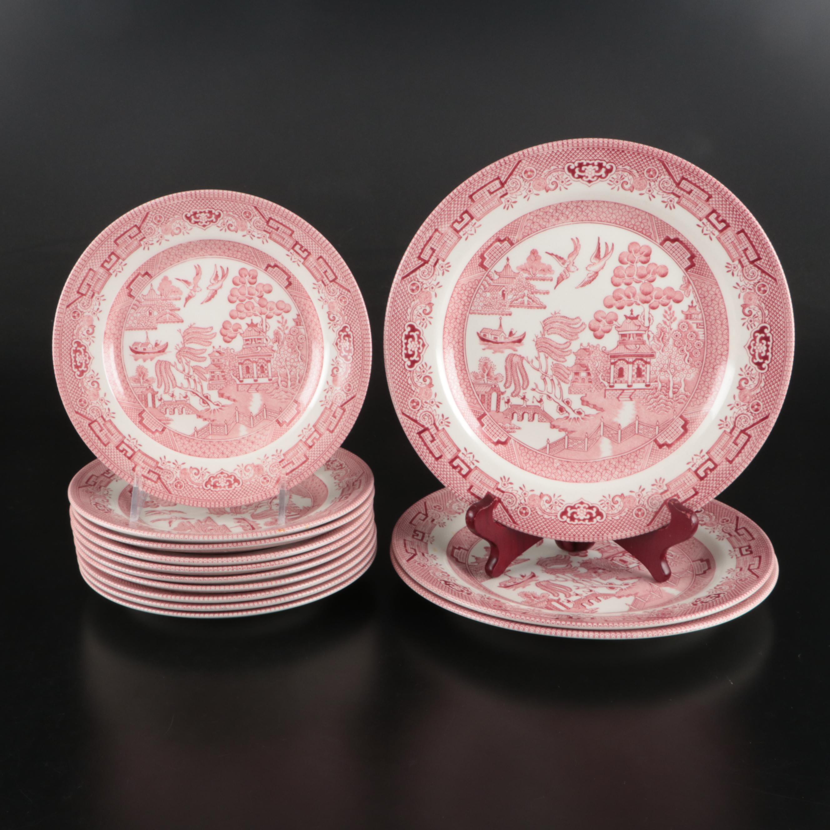 Mason's "Red Willow" Ironstone Jar with Churchill "Willow Rosa" Dinnerware