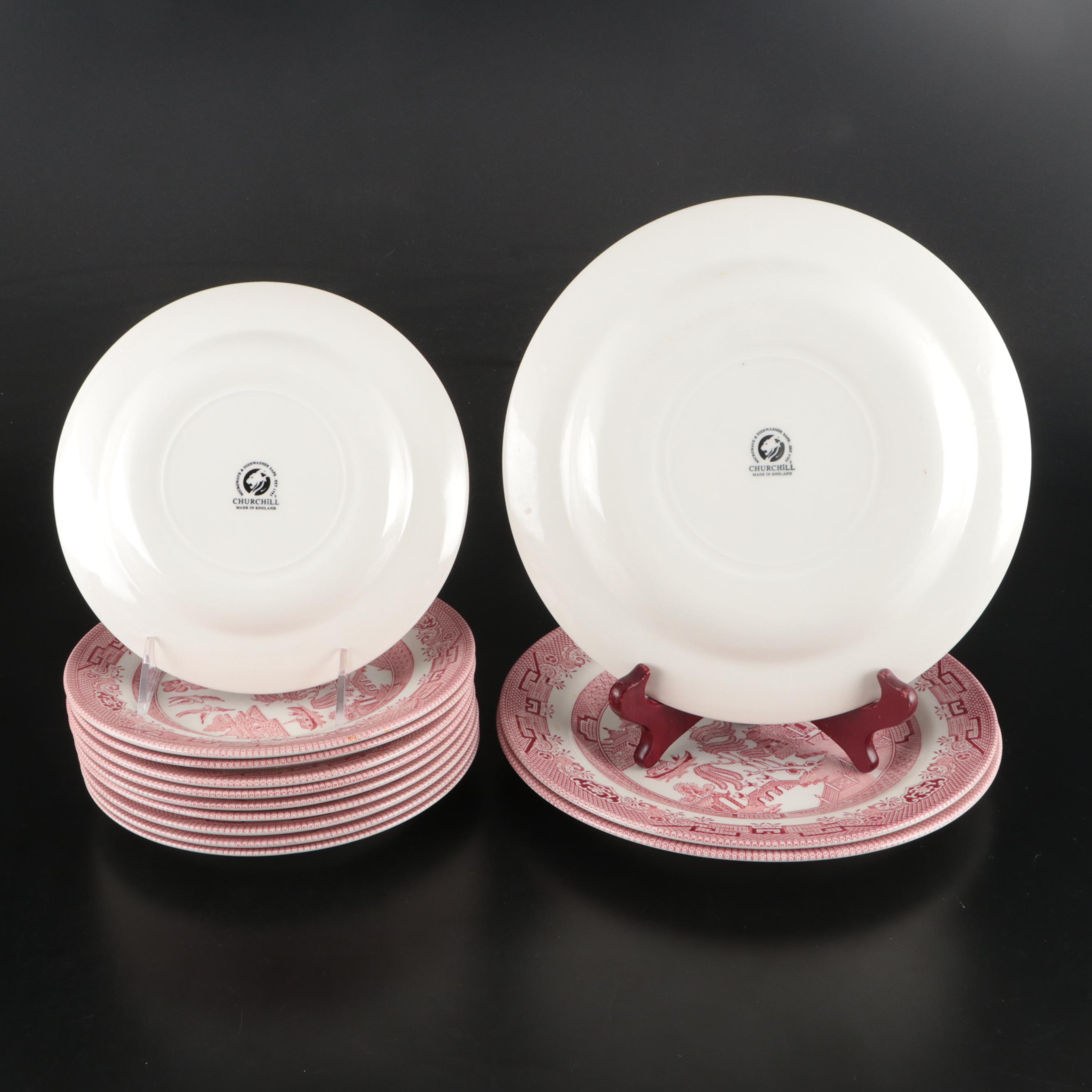 Mason's "Red Willow" Ironstone Jar with Churchill "Willow Rosa" Dinnerware