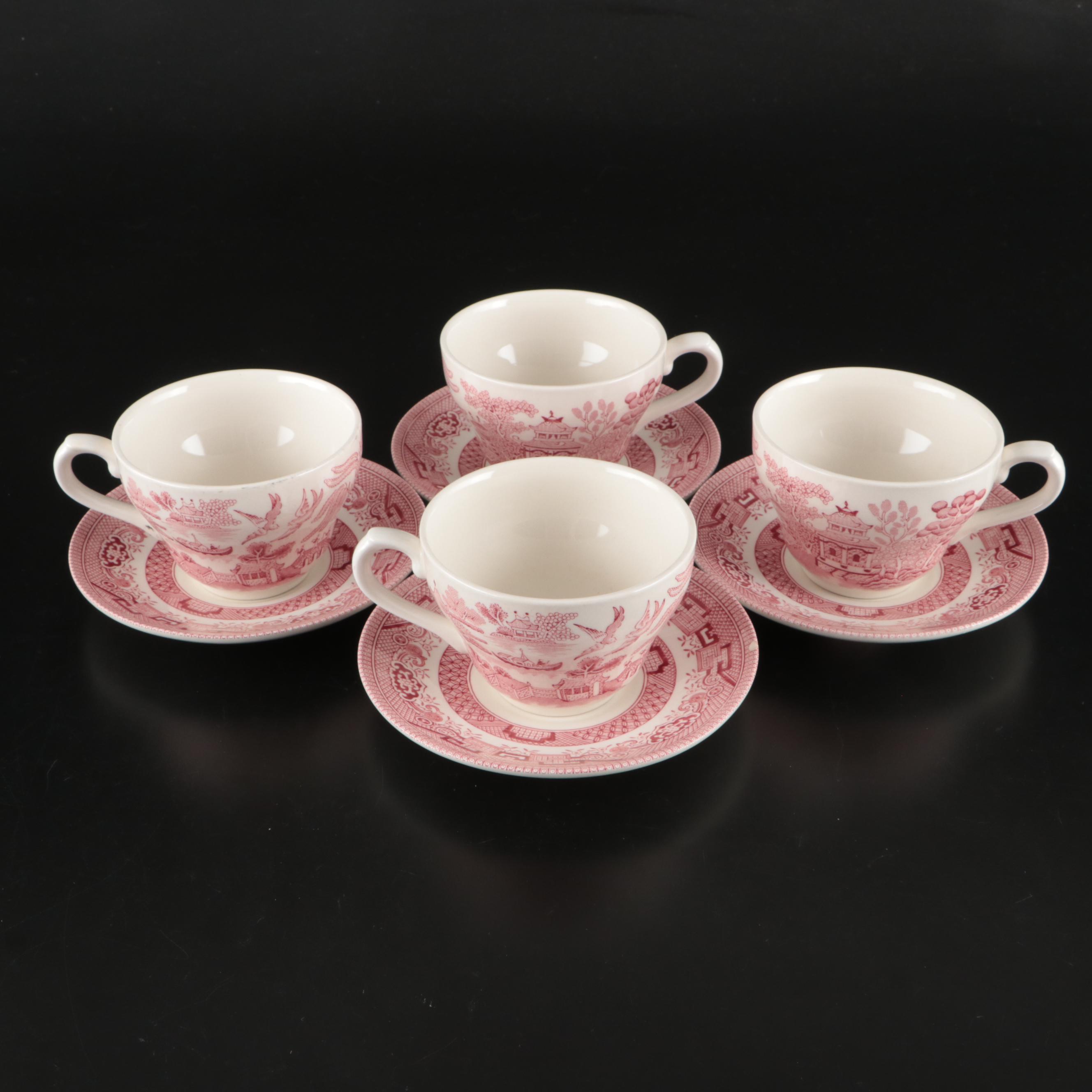 Mason's "Red Willow" Ironstone Jar with Churchill "Willow Rosa" Dinnerware