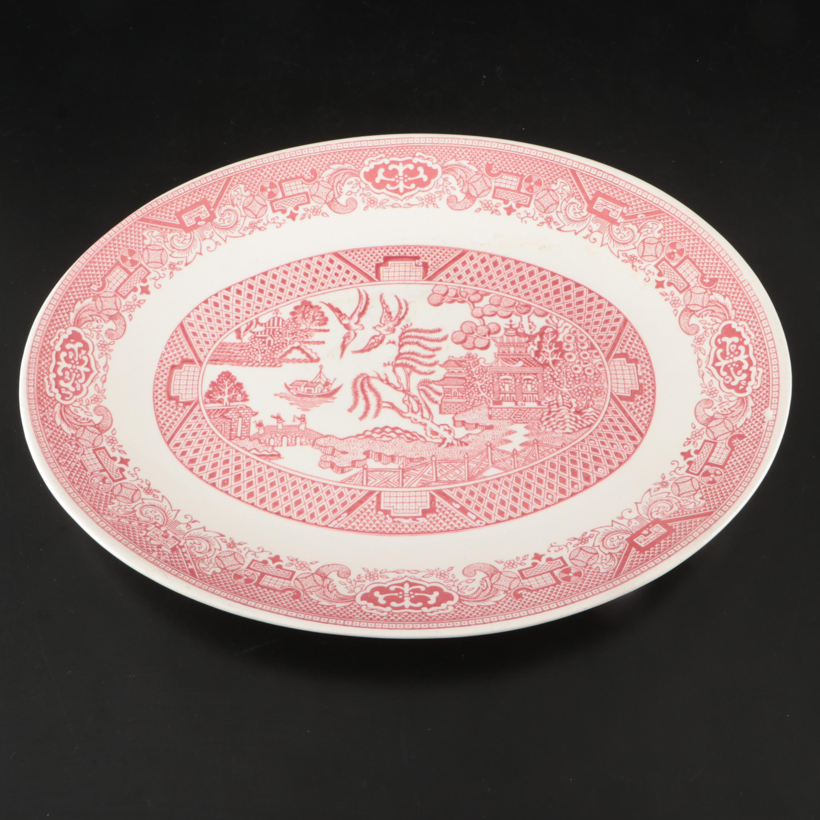 Mason's "Red Willow" Ironstone Jar with Churchill "Willow Rosa" Dinnerware