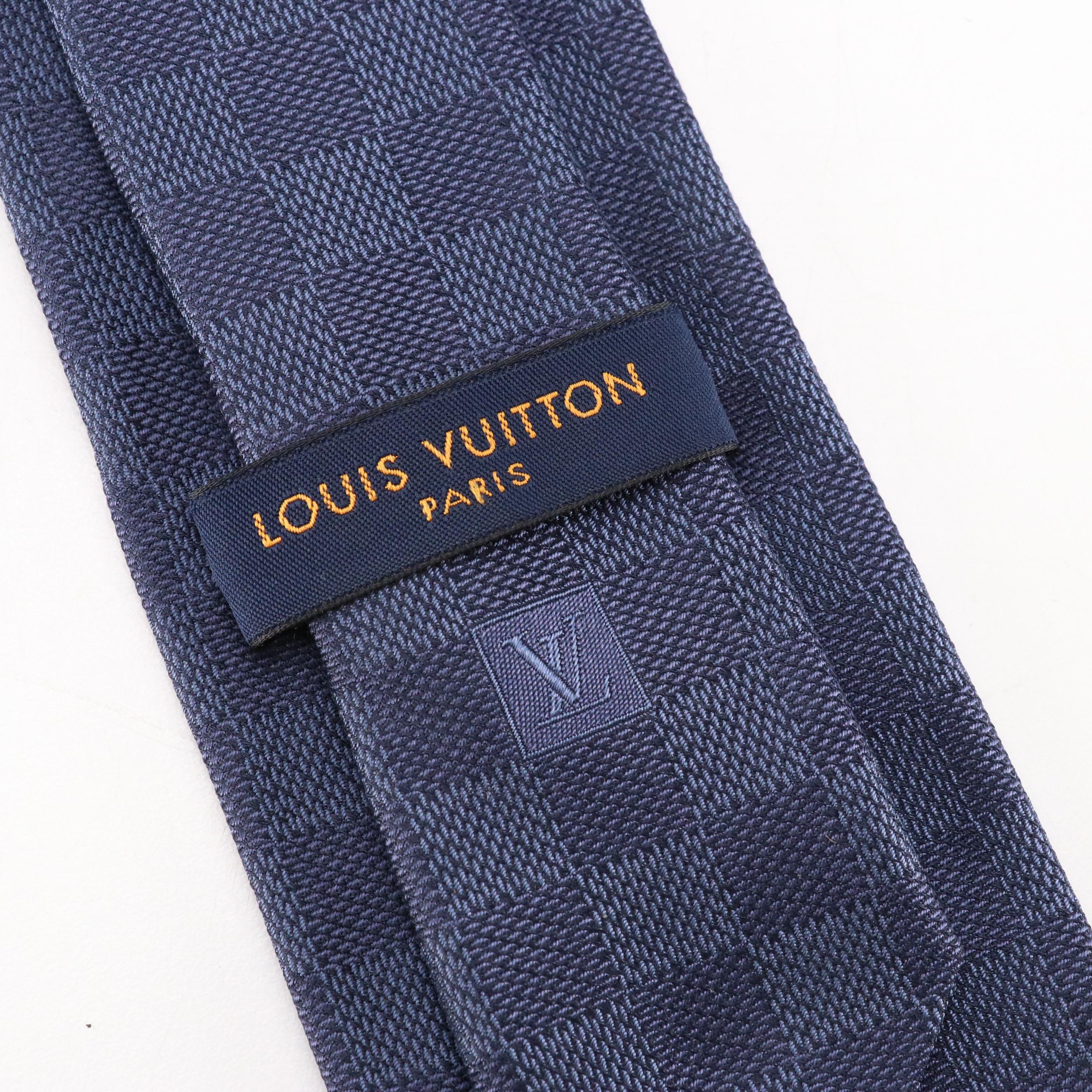 Louis Vuitton Damier Classique Tie in Marine Silk Jacquard with Box