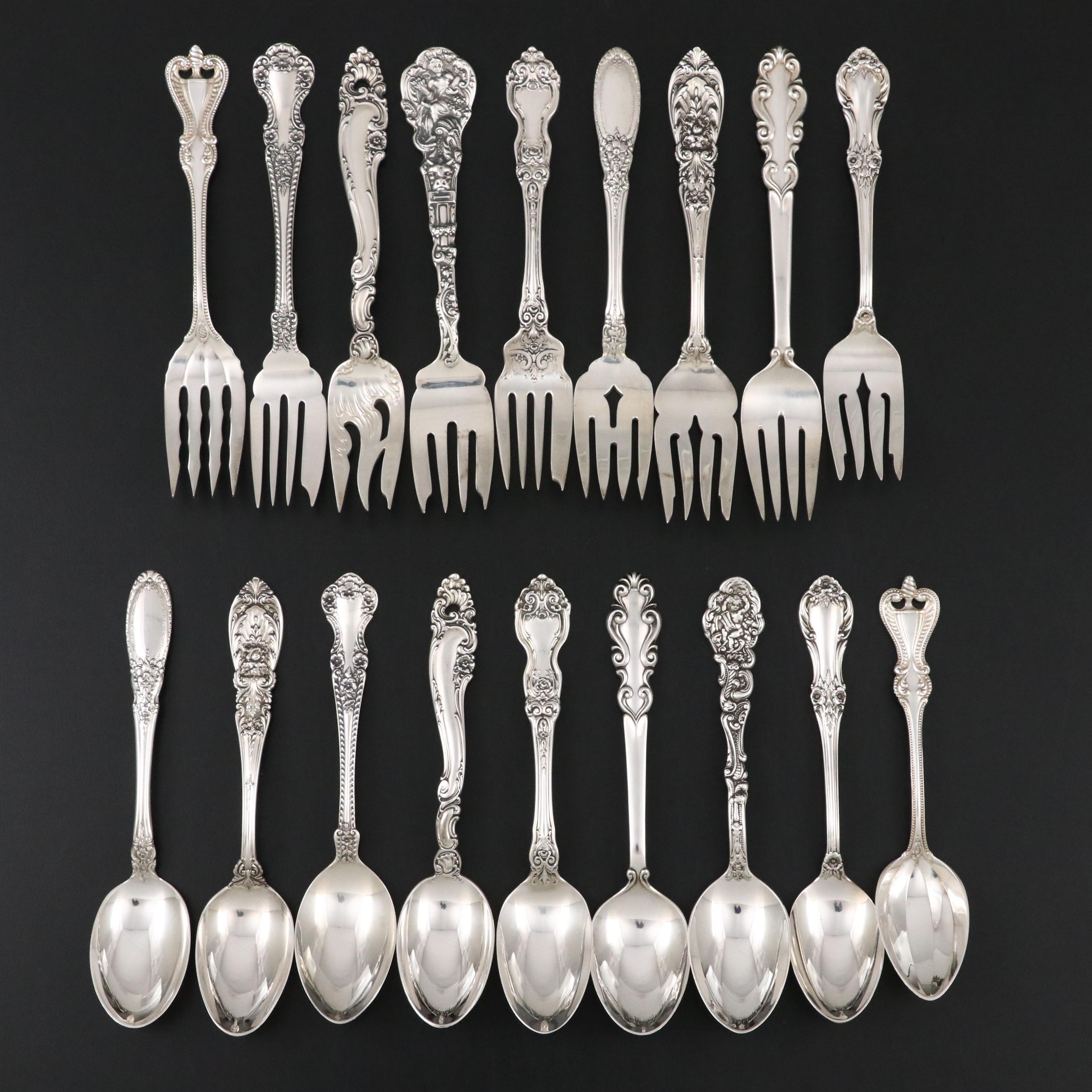 Gorham "Decor" and "Versailles" with  Other Sterling Silver Spoons and Forks