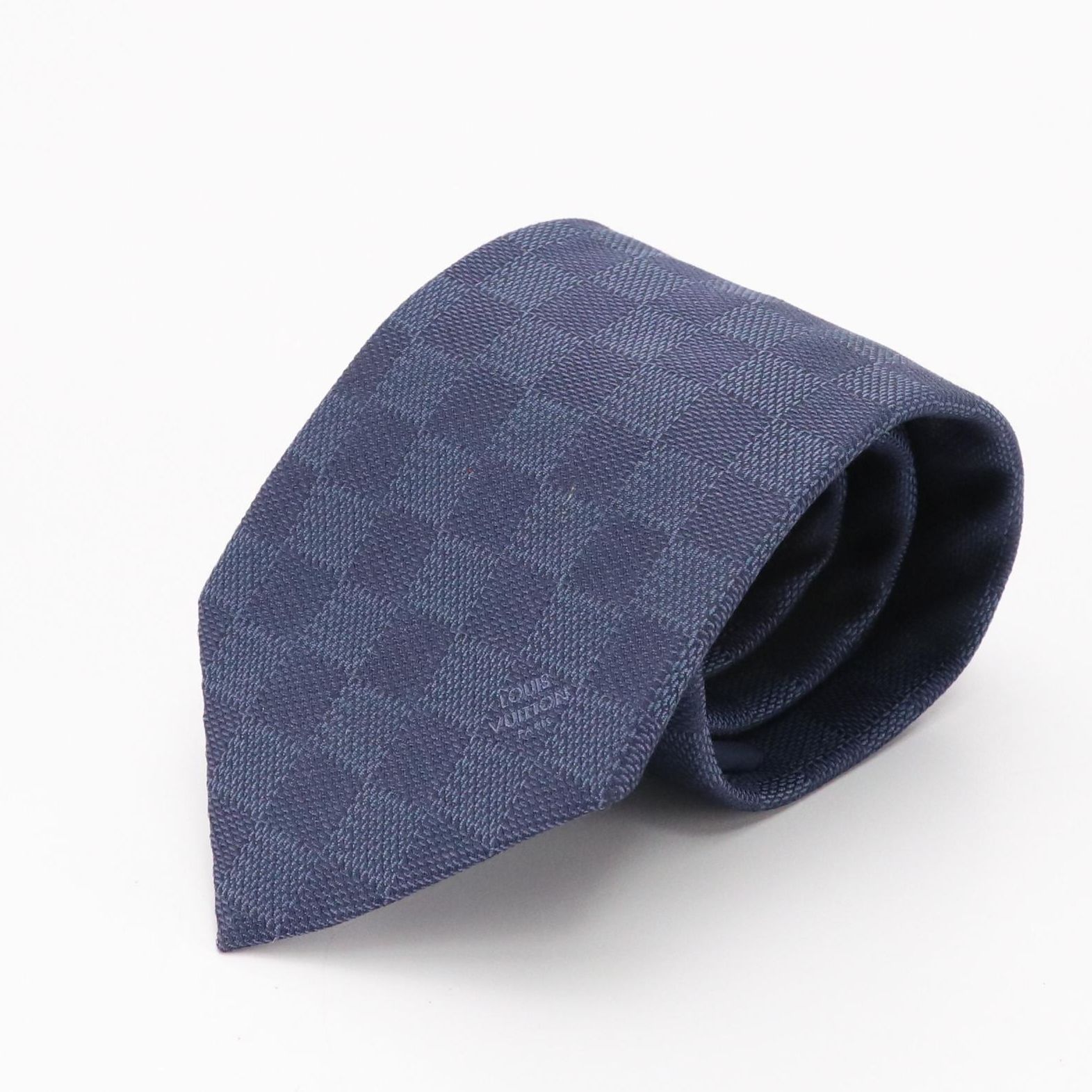Louis Vuitton Damier Classique Tie in Marine Silk Jacquard with Box