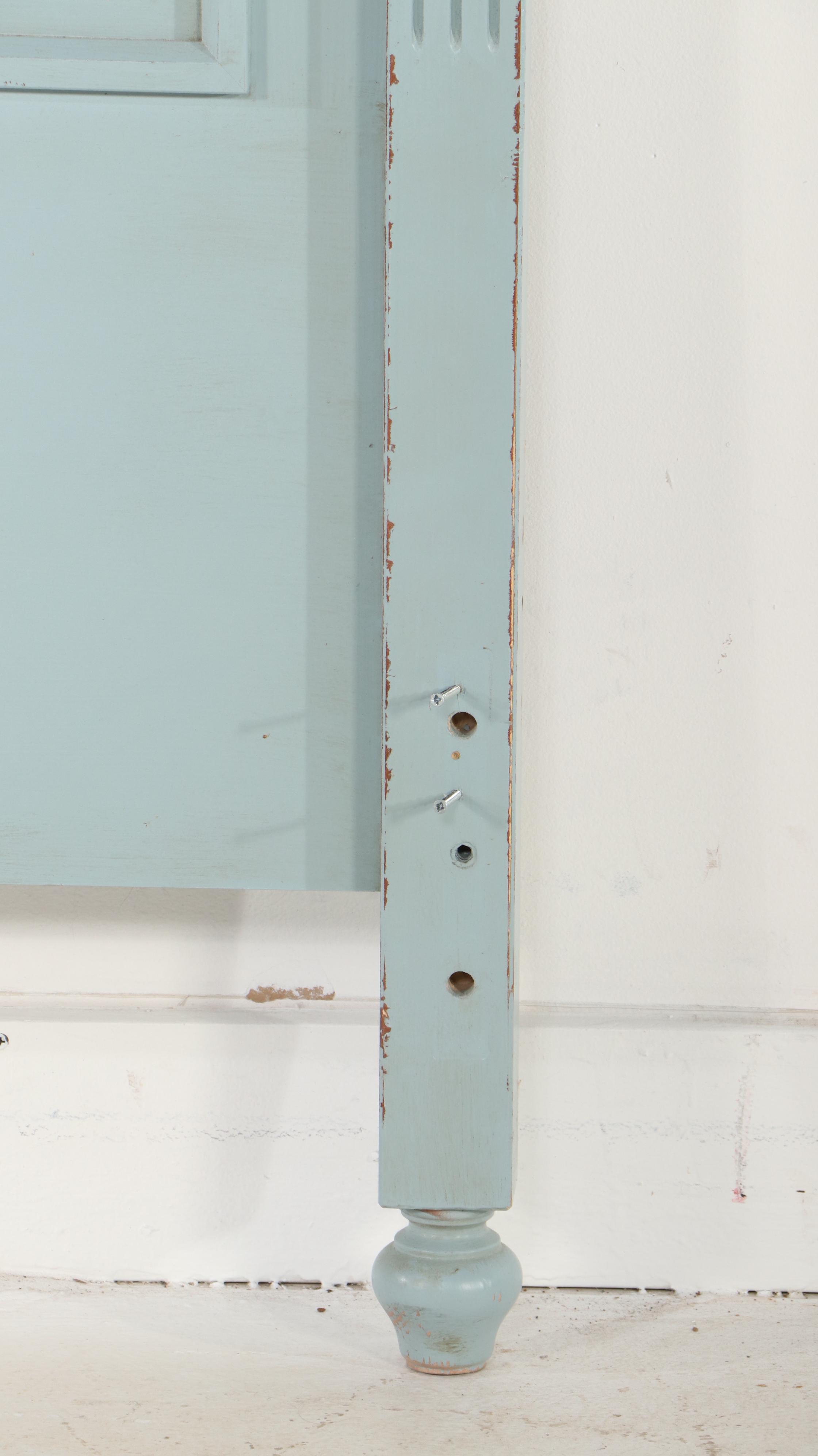 Ballard Designs Blue Painted Paneled Wood "Casa Florentina" Queen Bed Frame