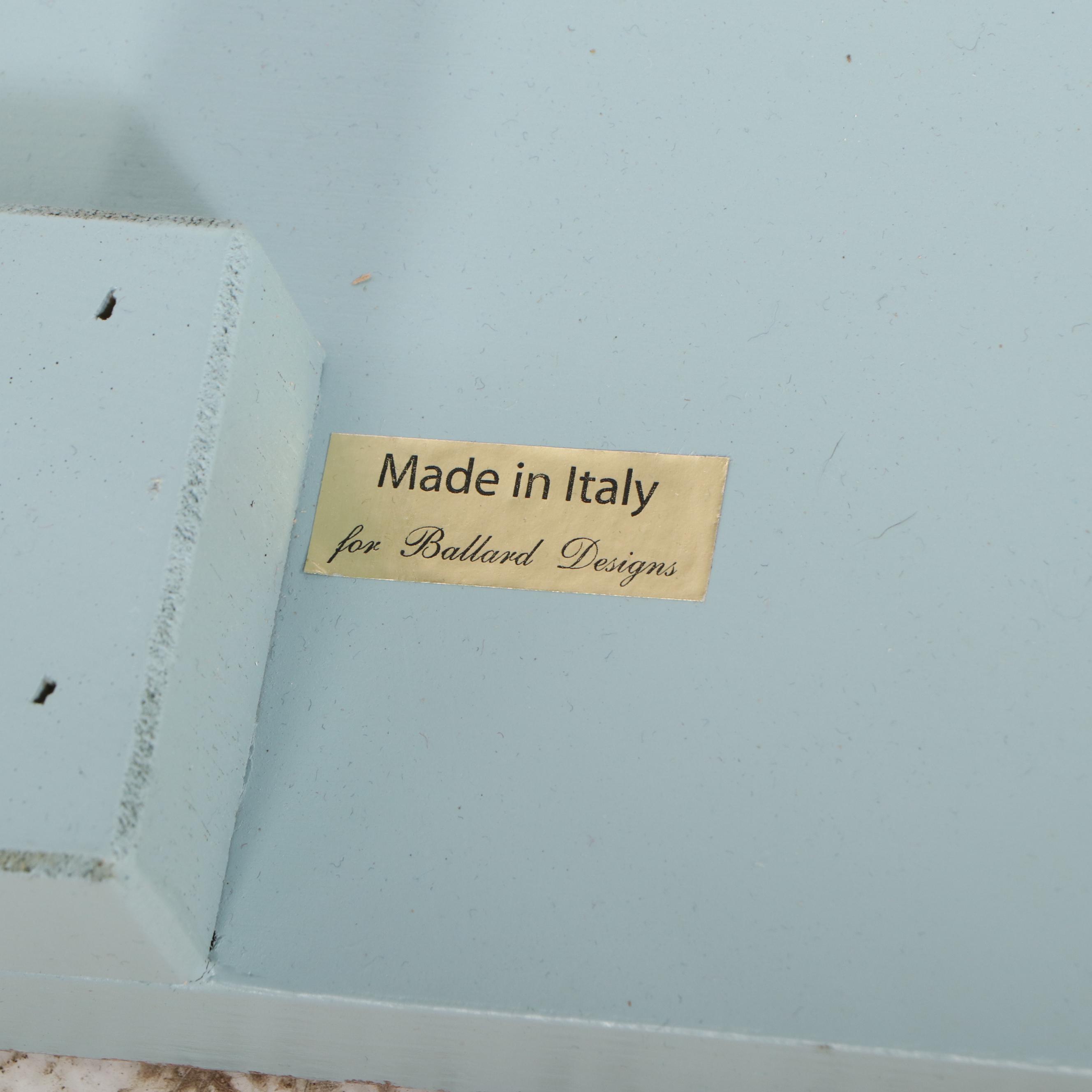 Ballard Designs Blue Painted Paneled Wood "Casa Florentina" Queen Bed Frame