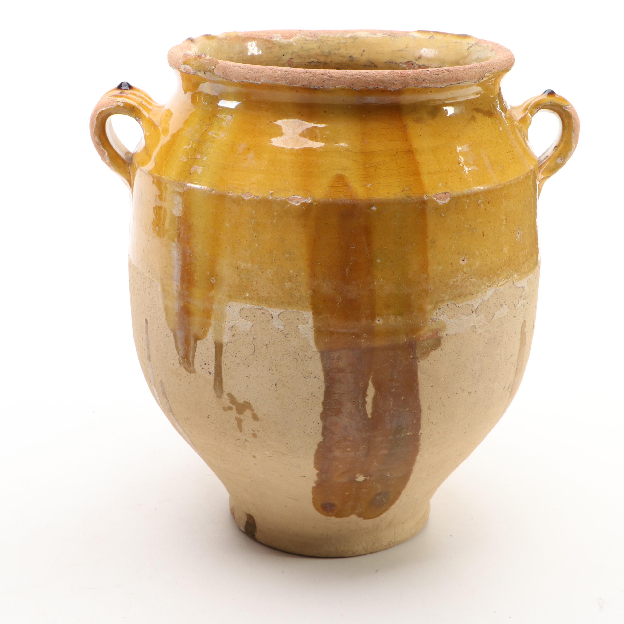 French Provincial Yellow Glazed Confit Pots