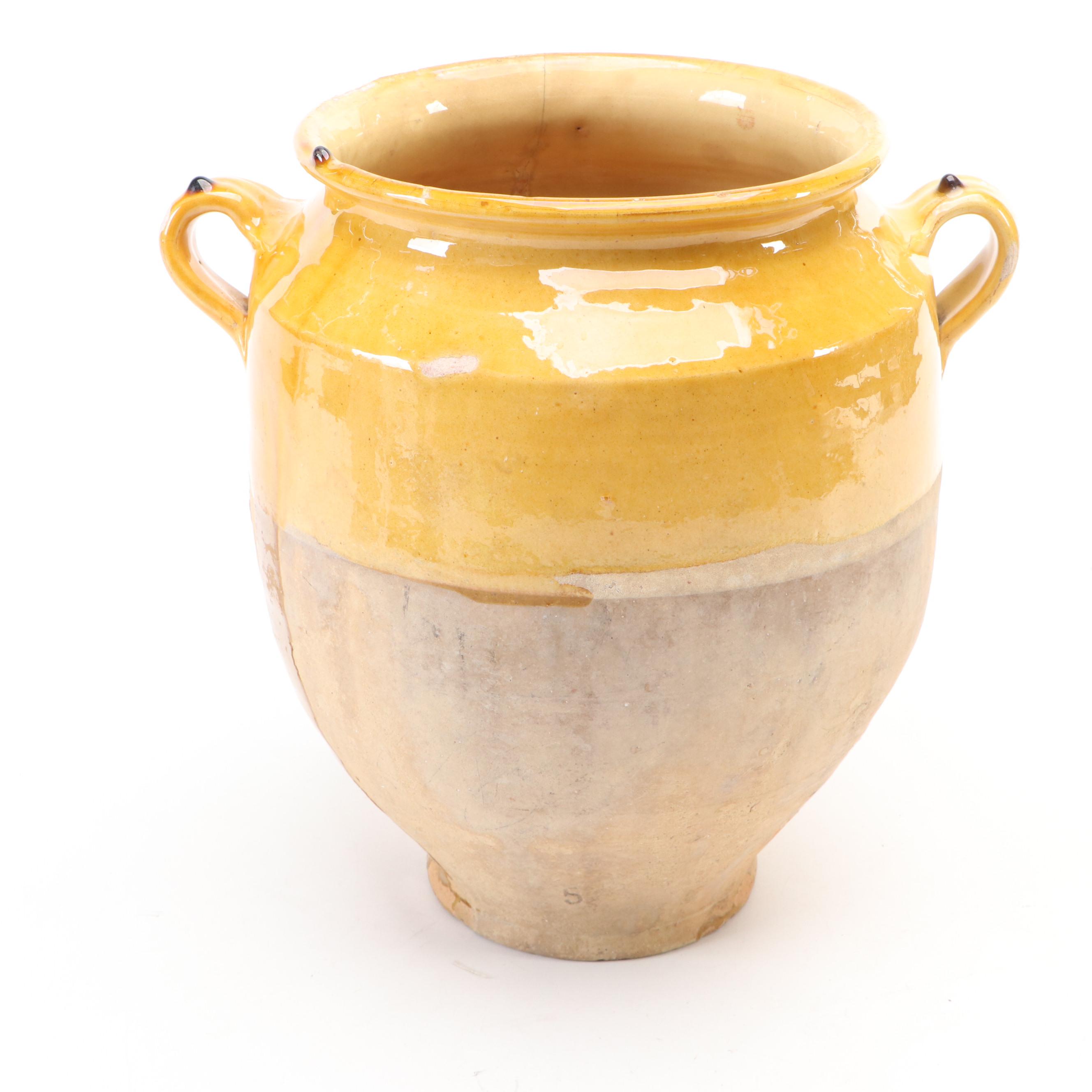 French Provincial Yellow Glazed Confit Pots