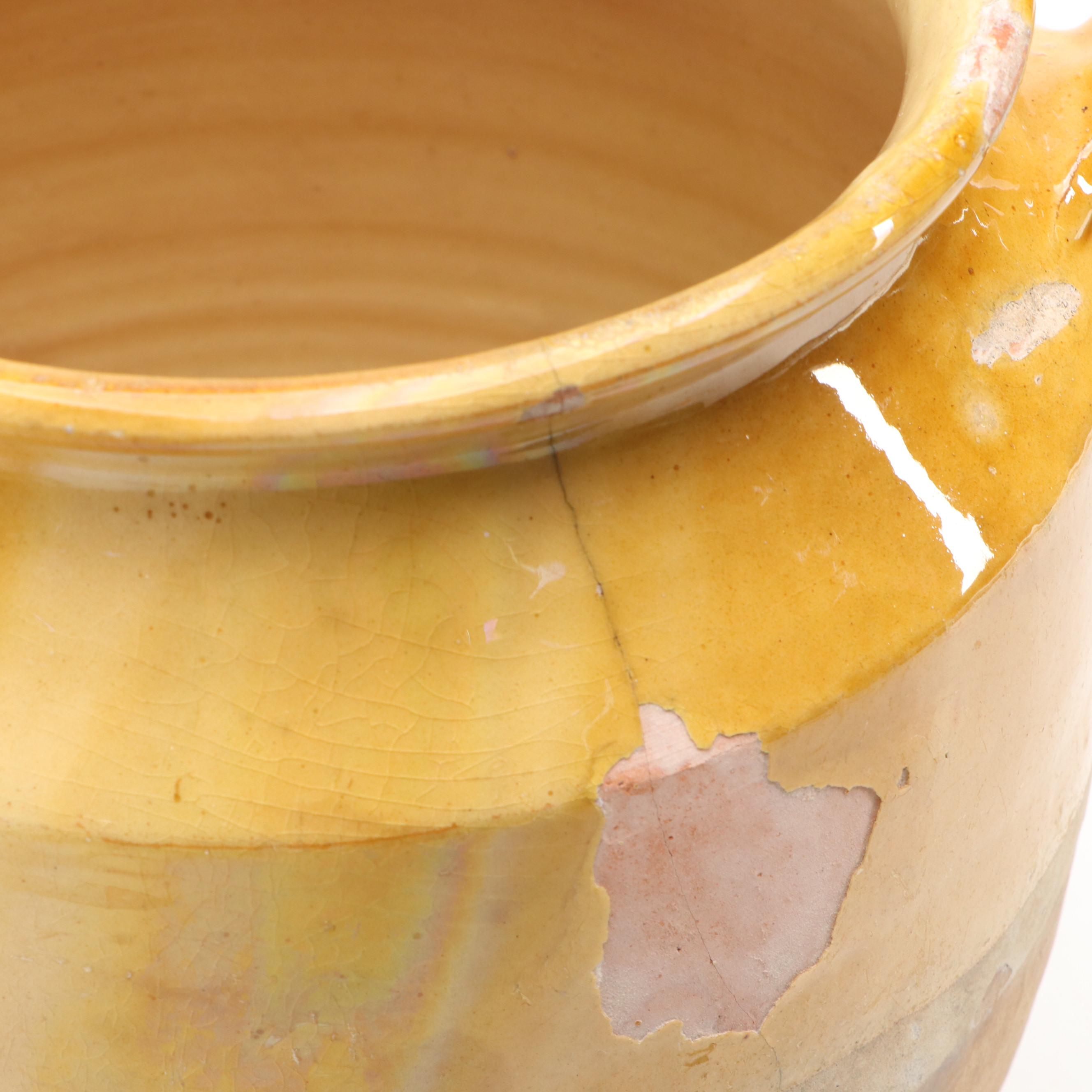 French Provincial Yellow Glazed Confit Pots