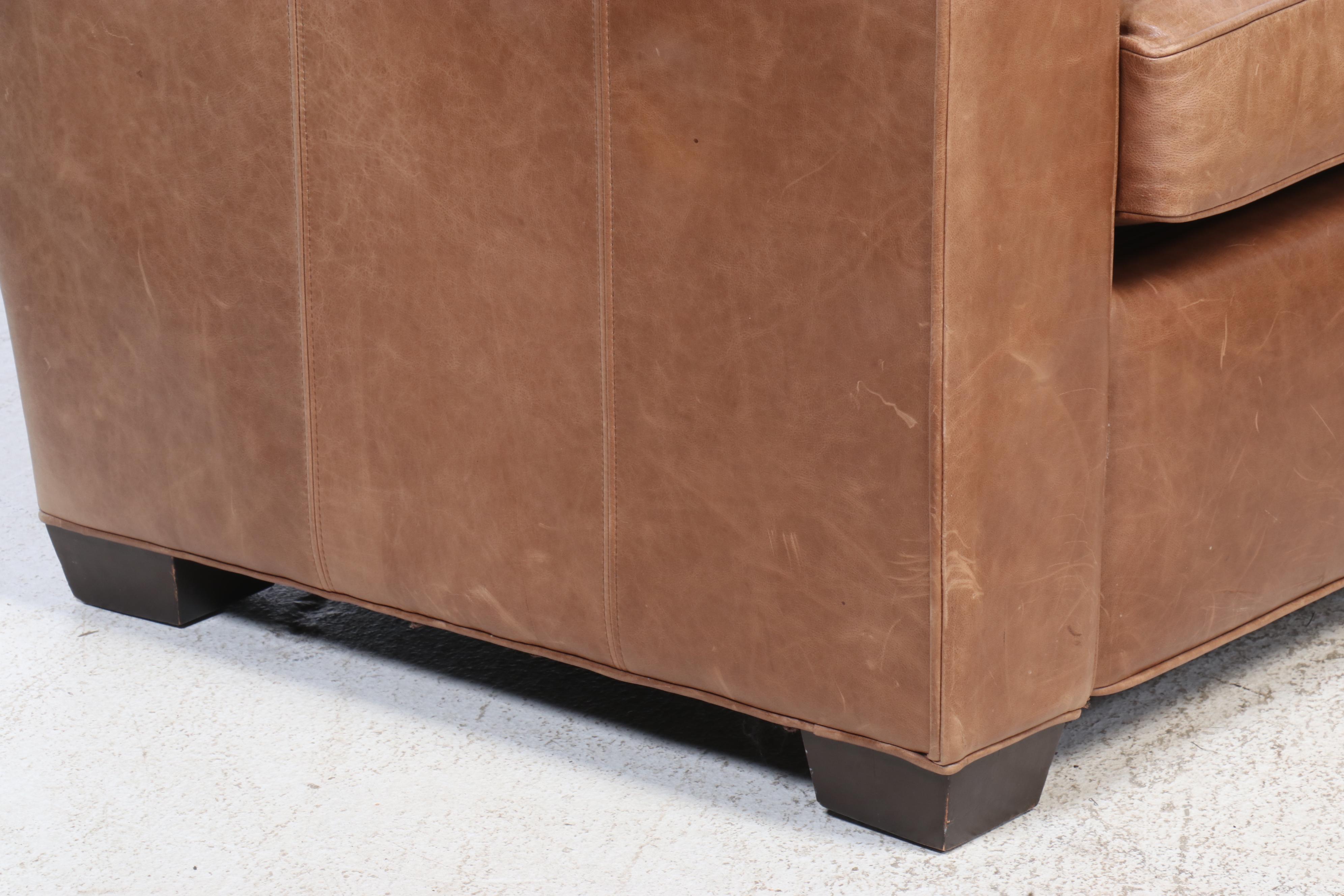 Arhaus Furniture Contemporary Leather Sectional Sofa