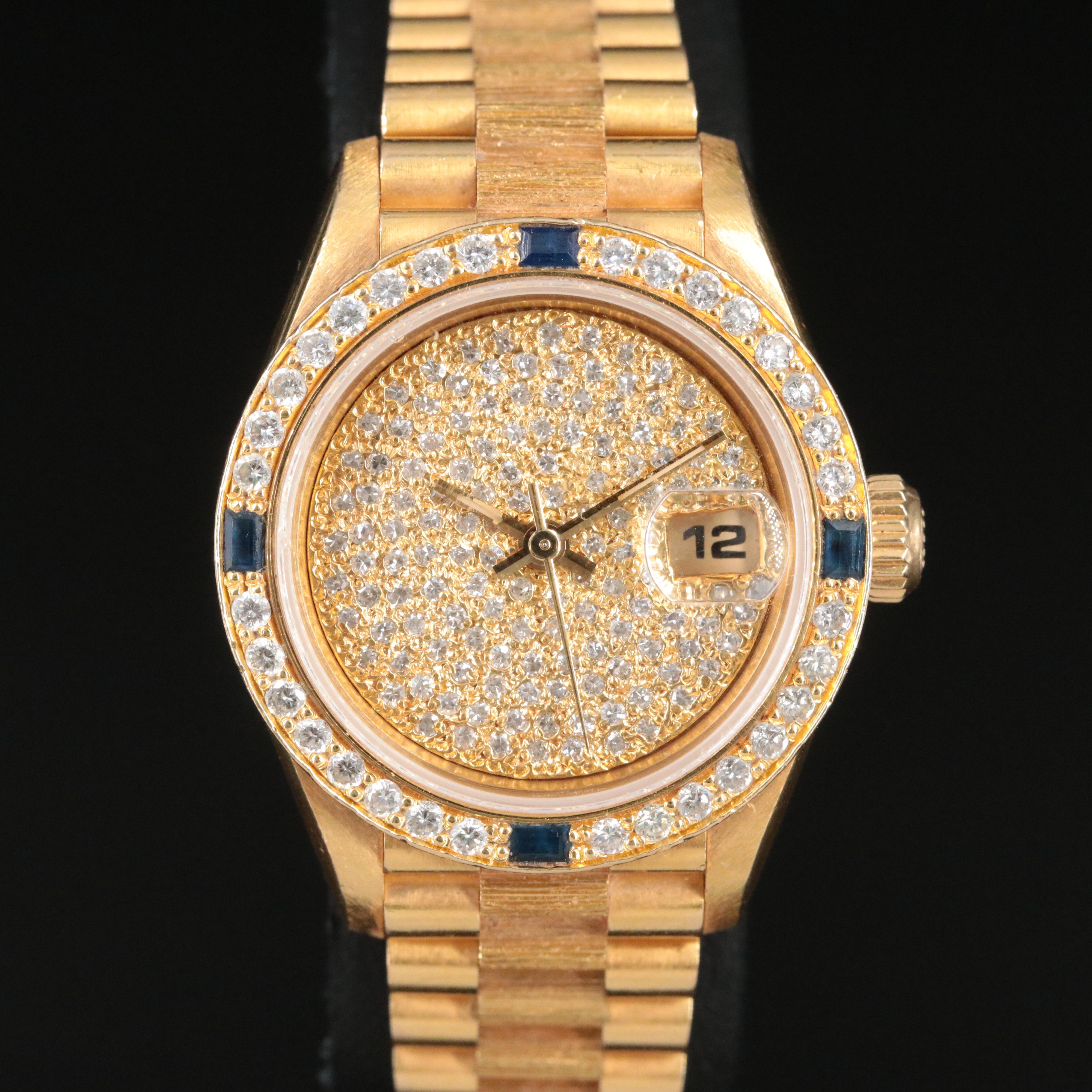 1993-1994 Rolex Datejust Custom Diamond Dial & Bezel President Band 69278 Watch