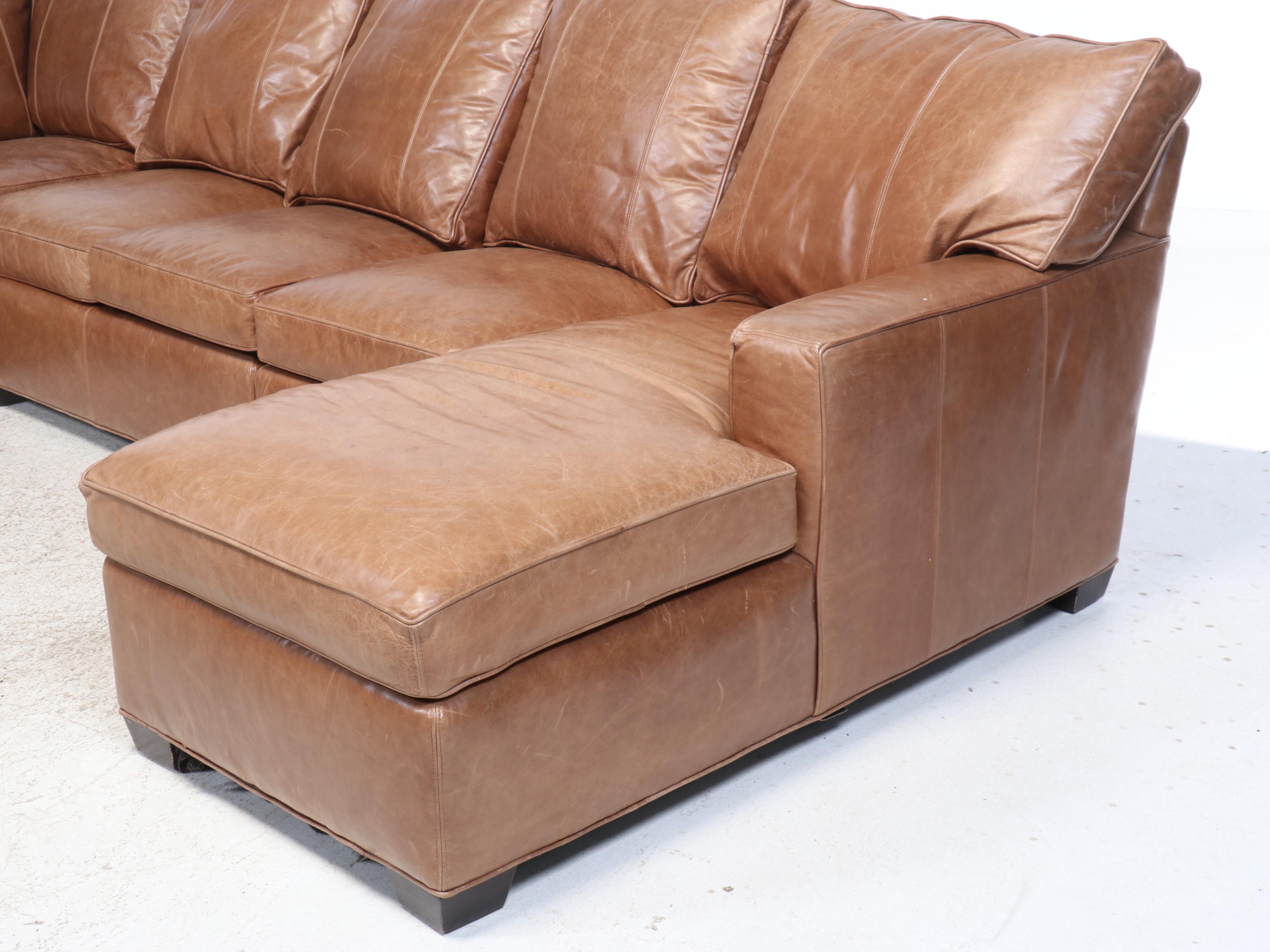 Arhaus Furniture Contemporary Leather Sectional Sofa