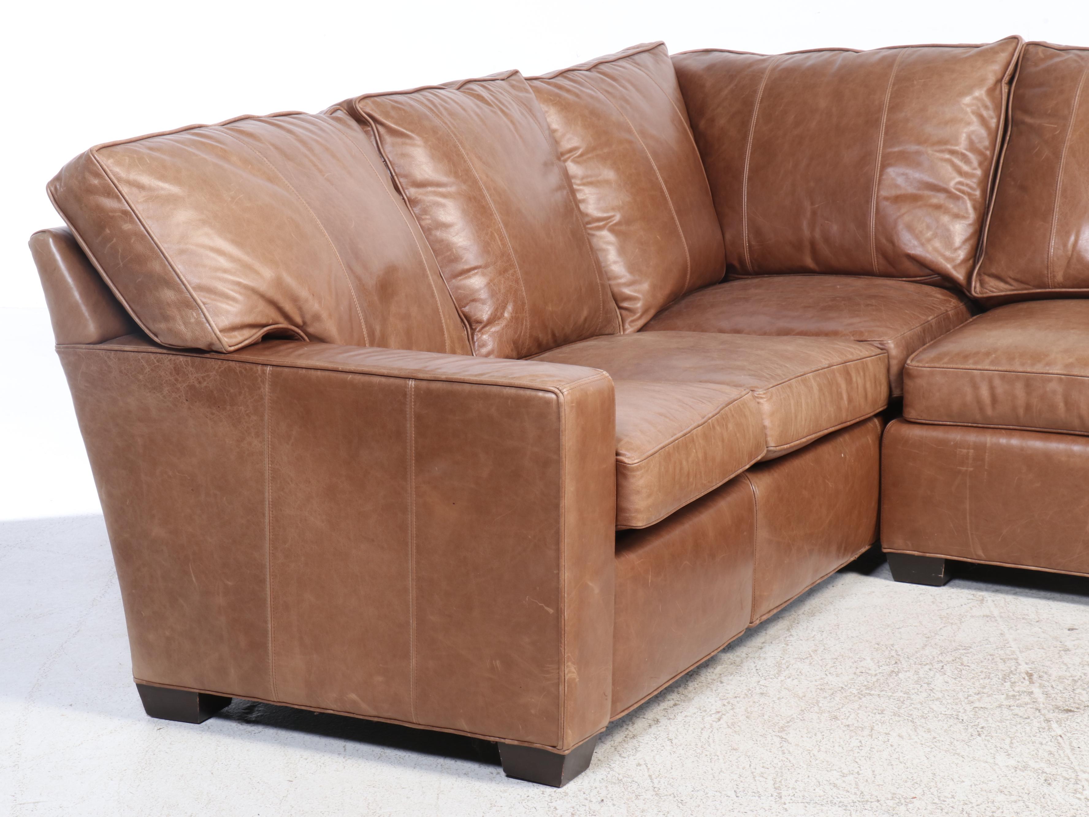 Arhaus Furniture Contemporary Leather Sectional Sofa