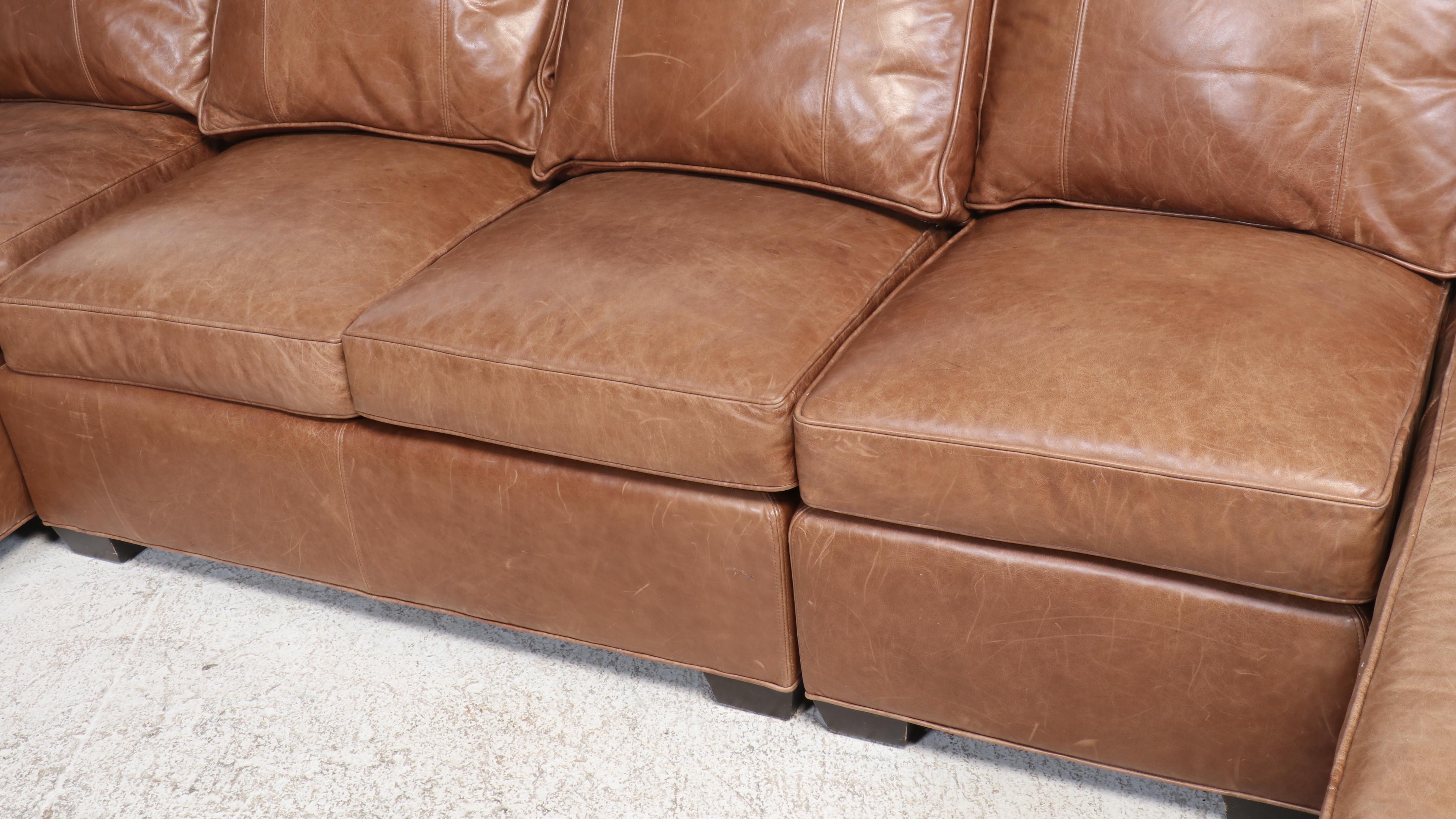 Arhaus Furniture Contemporary Leather Sectional Sofa