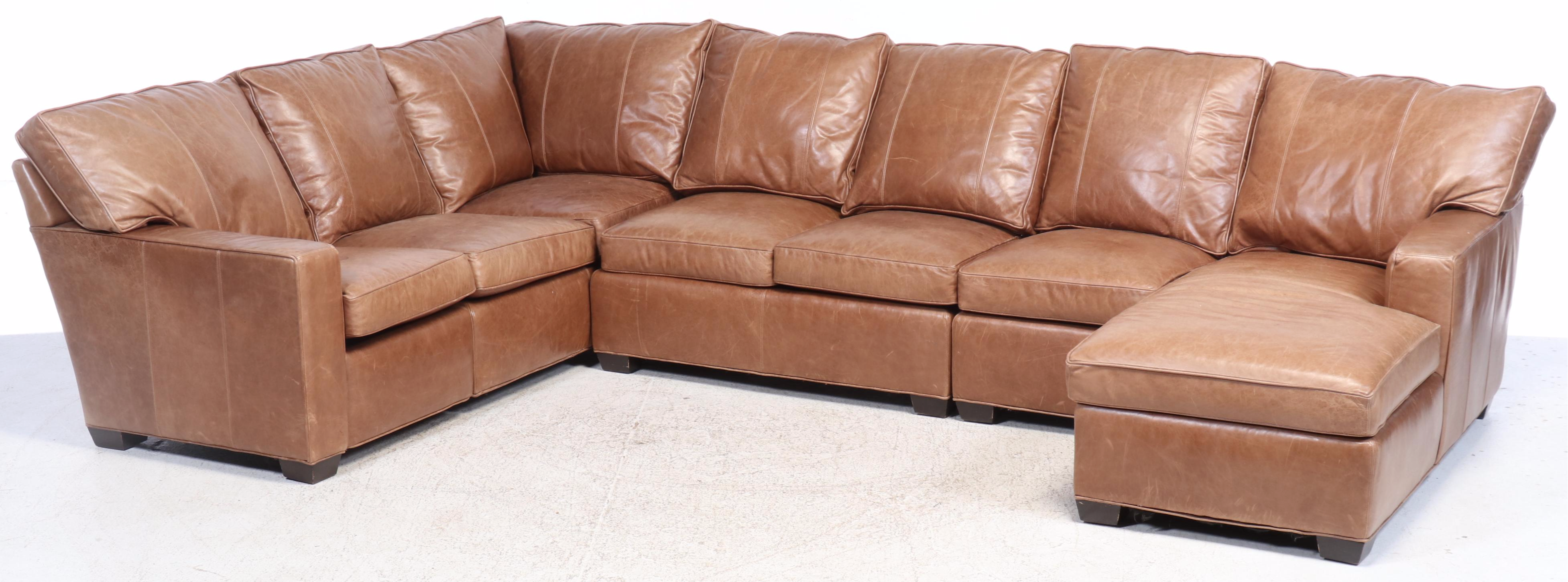 Arhaus Furniture Contemporary Leather Sectional Sofa