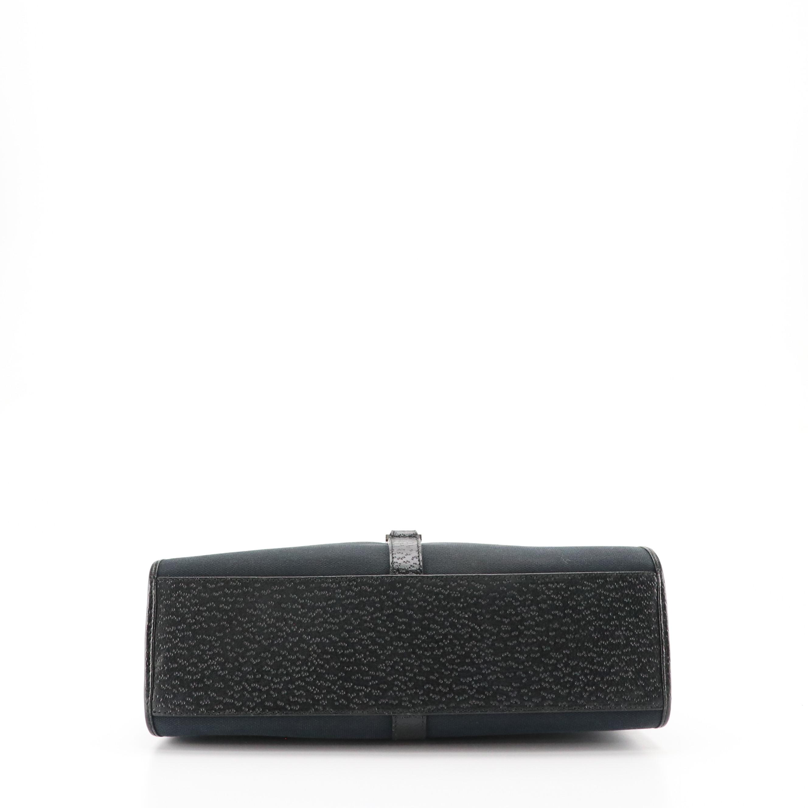 Gucci Jackie Bardot Shoulder Bag in Black GG Canvas and Leather