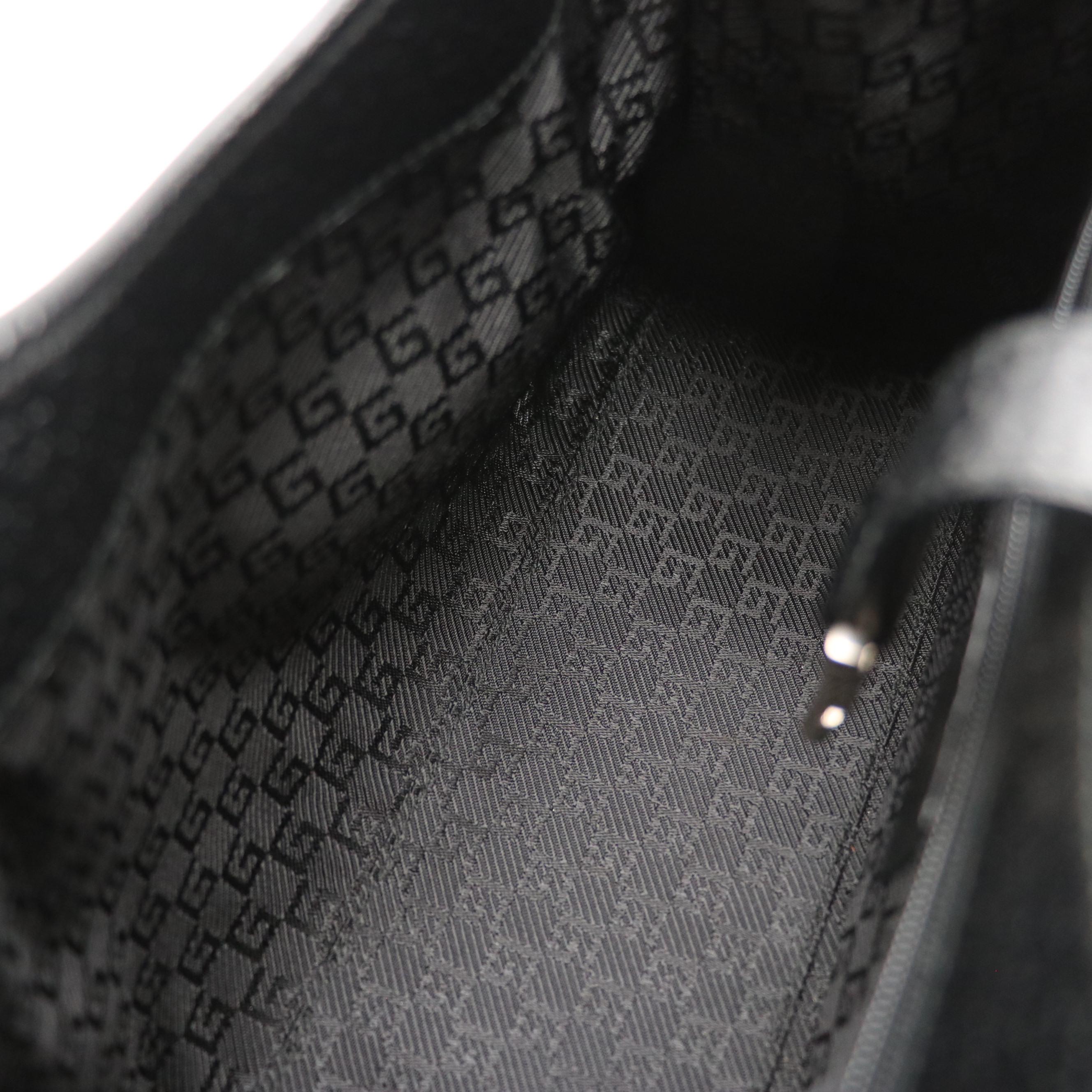 Gucci Jackie Bardot Shoulder Bag in Black GG Canvas and Leather