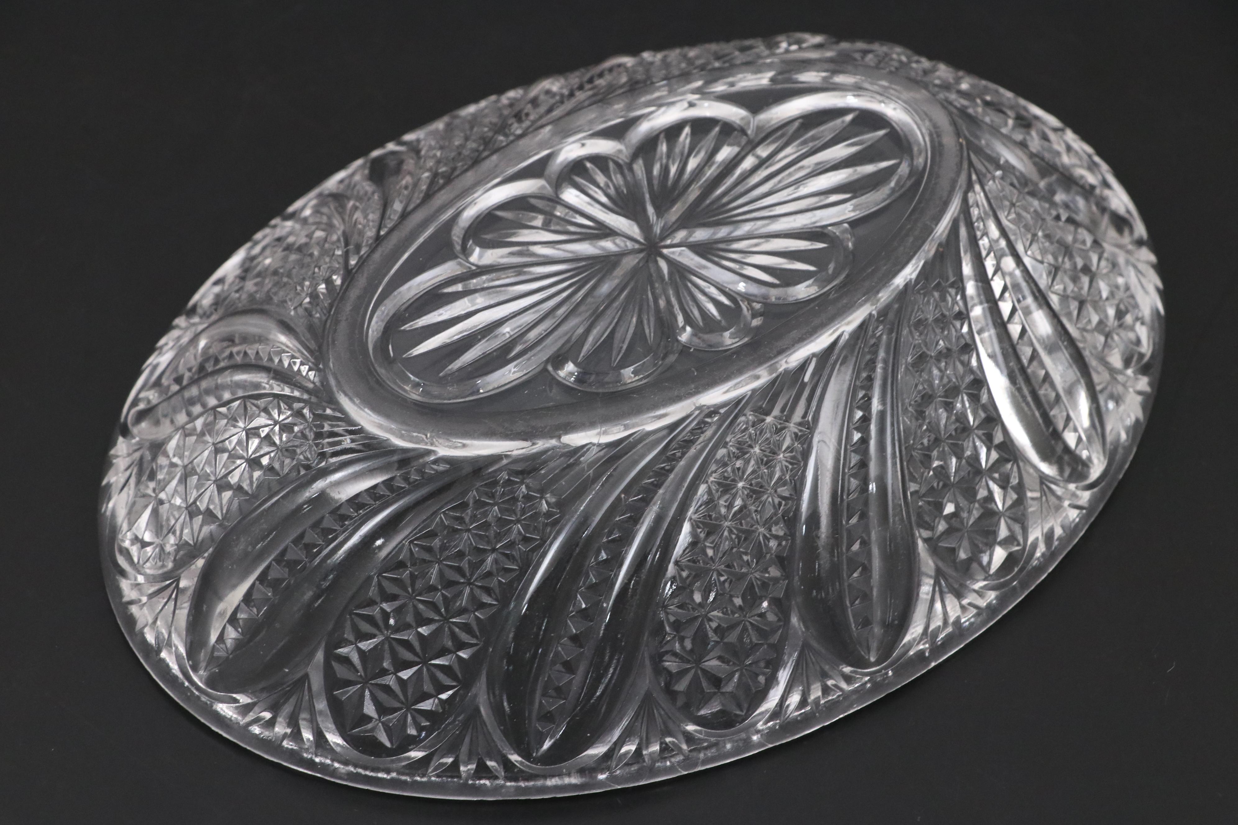 McKee "Feather" Glass Cake Stand with Celery Vase and Tableware