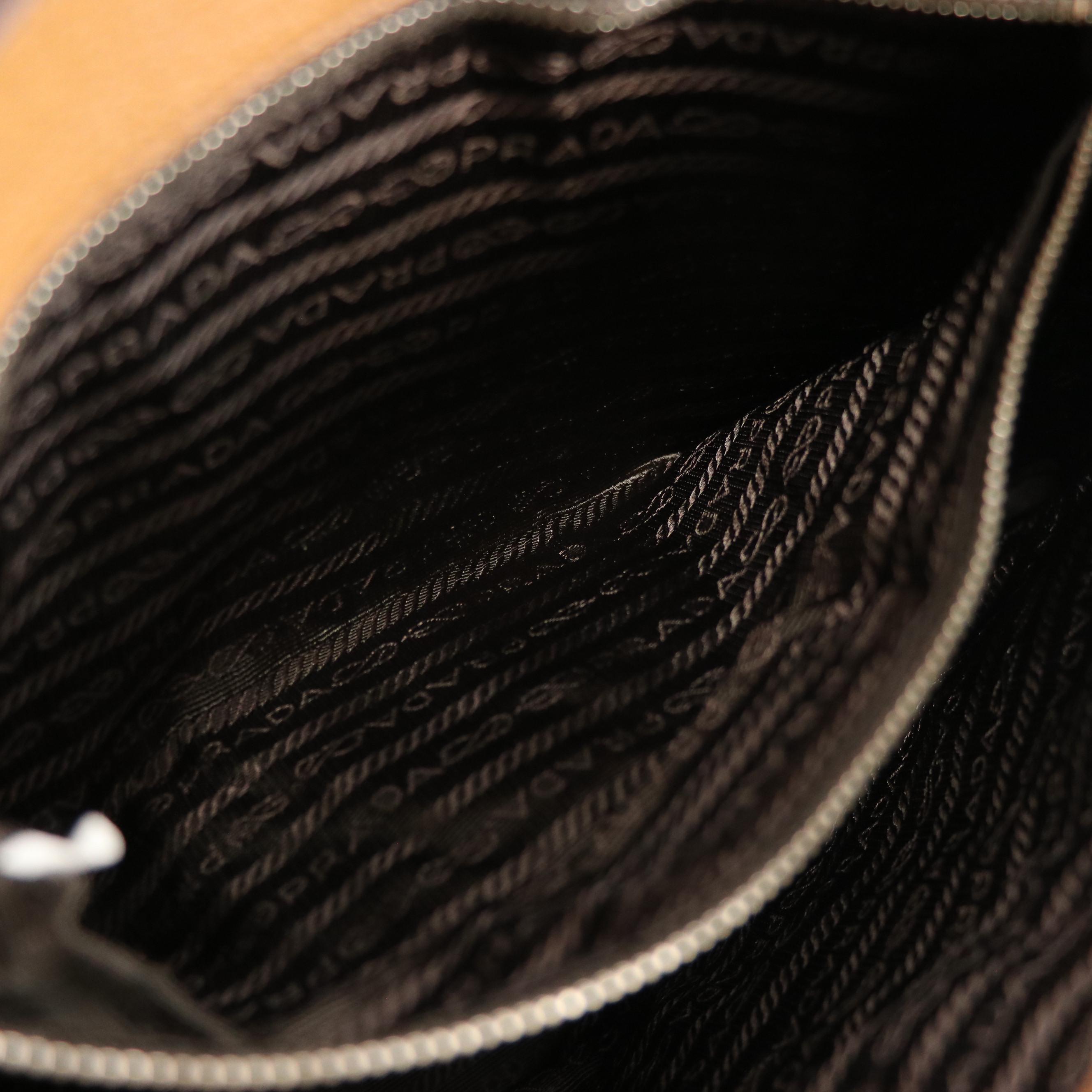 Prada Hook-Front Hobo Shoulder Bag in Caramel Brown Grained Leather