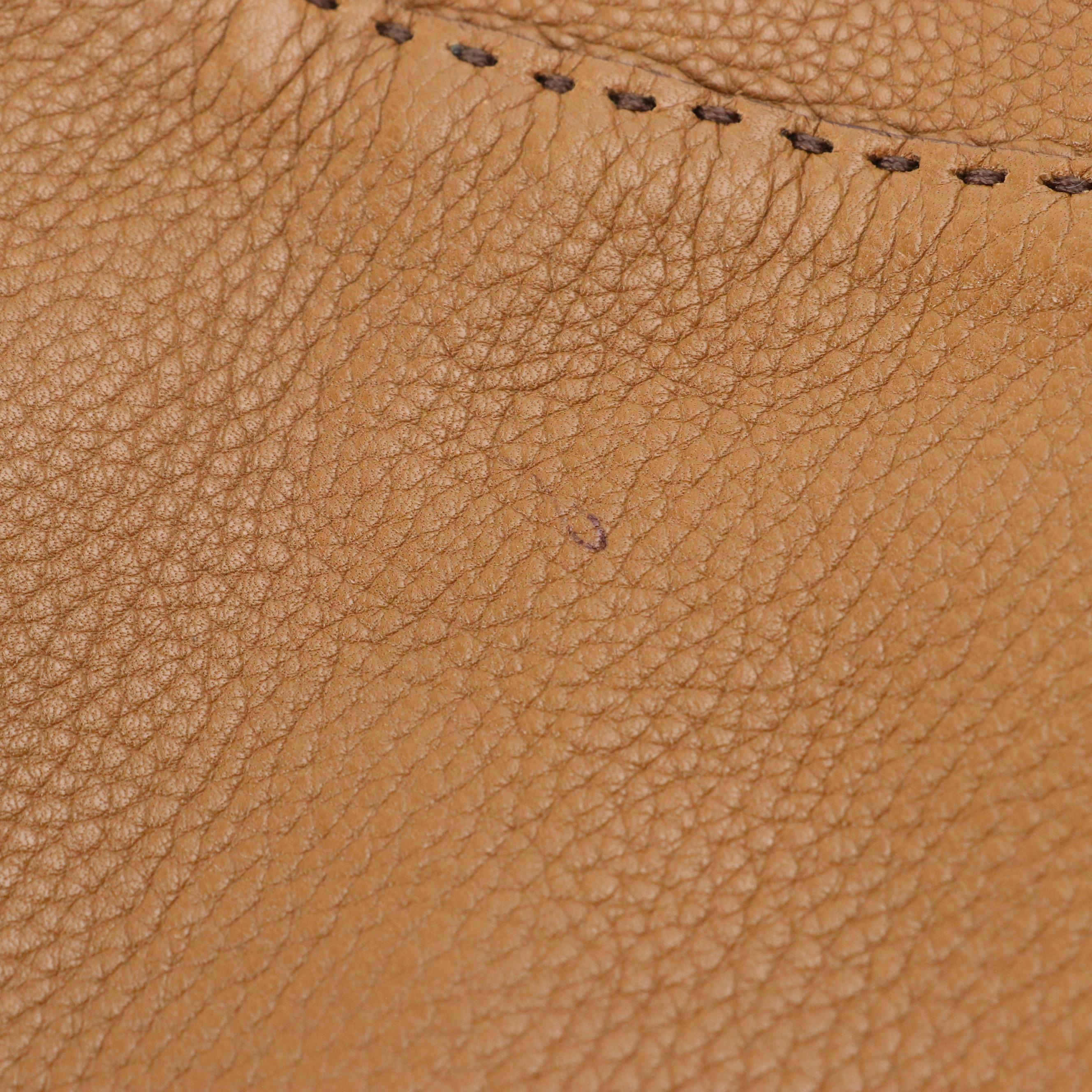 Prada Hook-Front Hobo Shoulder Bag in Caramel Brown Grained Leather