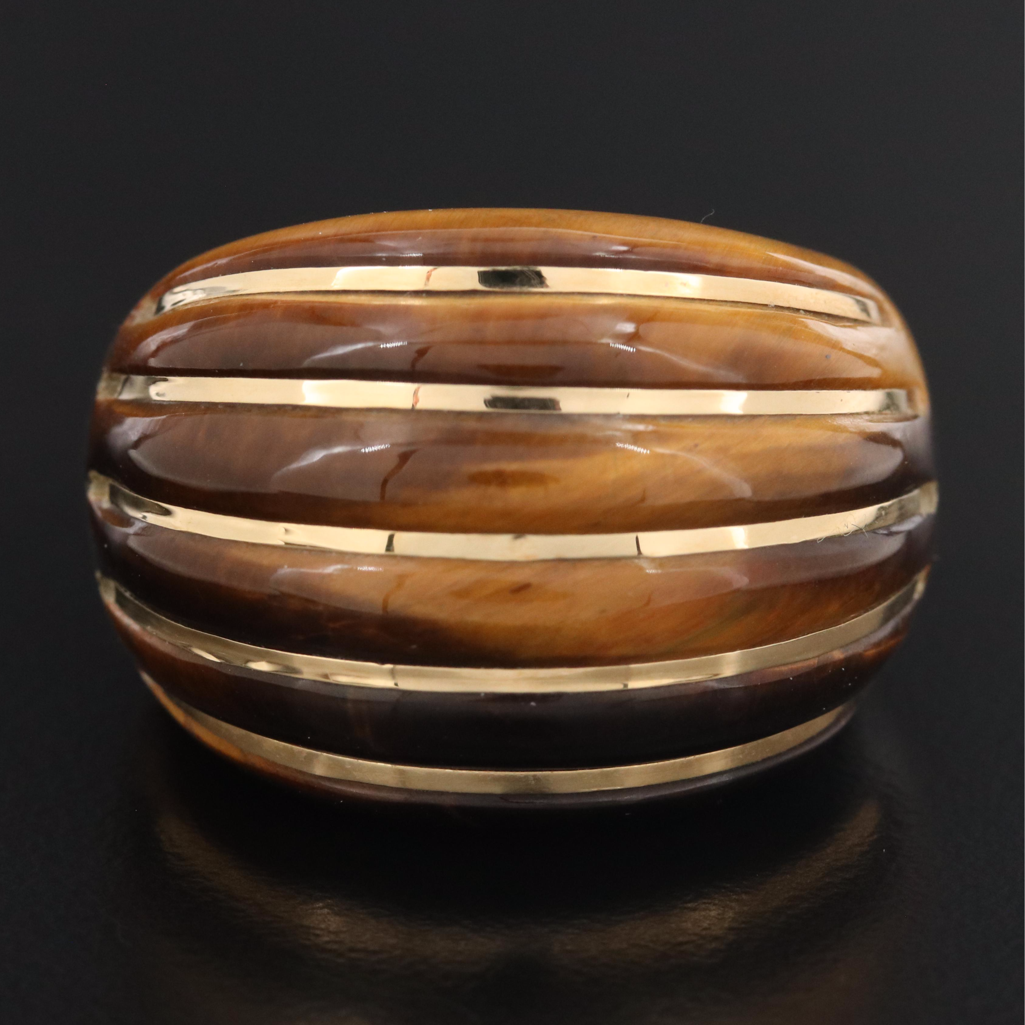 14K Accented Tiger's Eye Hololith Ring