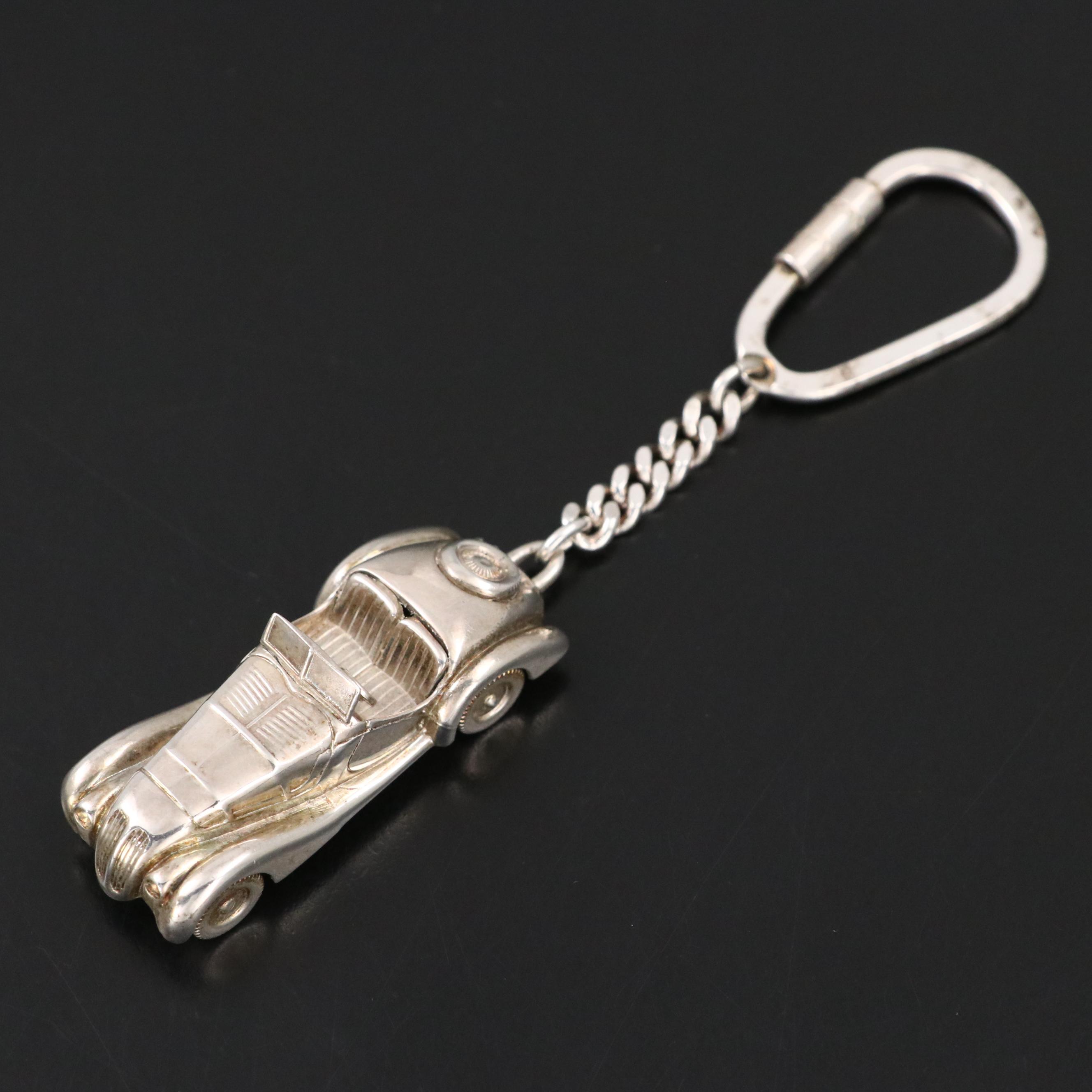 Sterling Silver "BMW" Miniature Car Carabiner Keychain