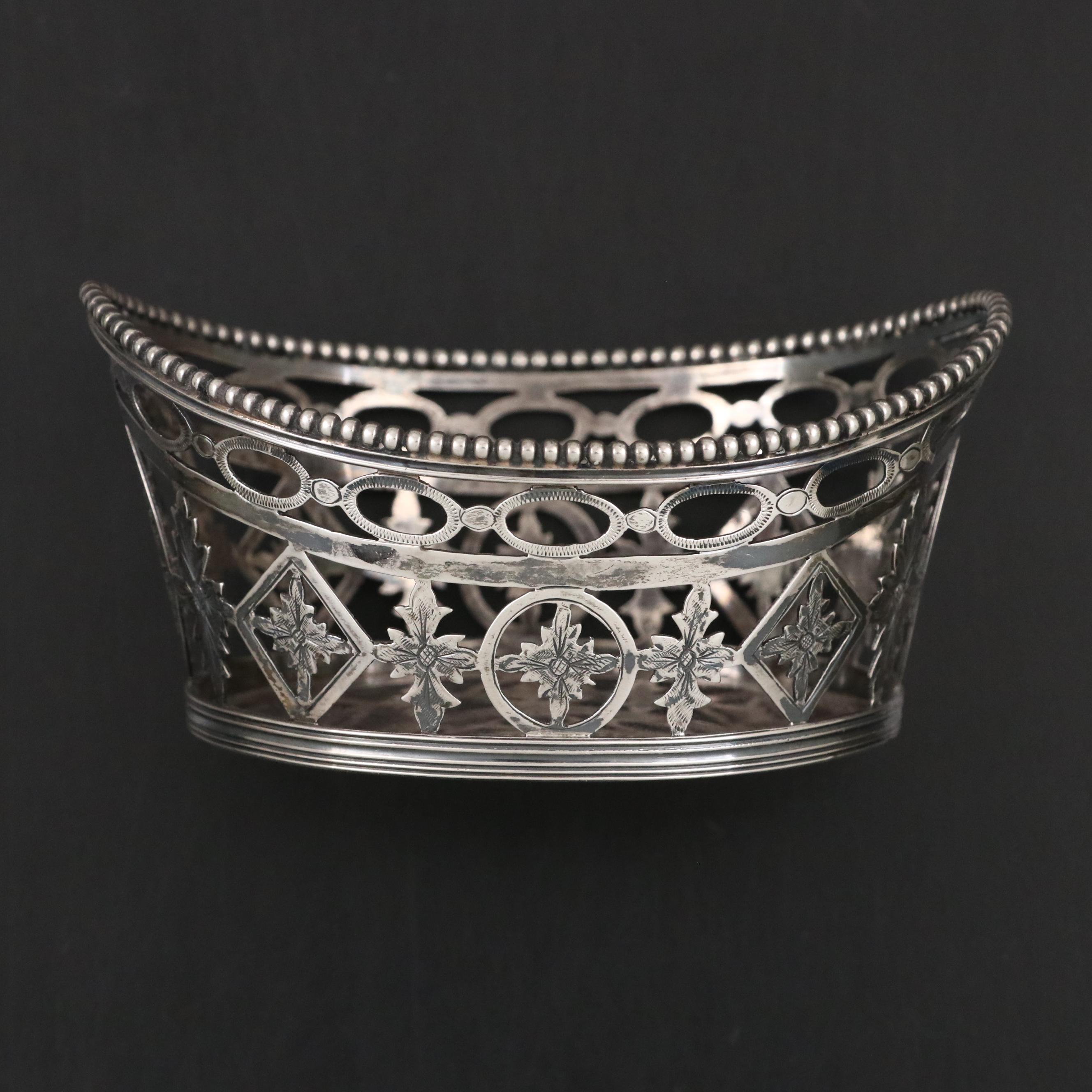 Dutch Reticulated 833 Silver Bon Bon Dish, Mid to Late 20th Century