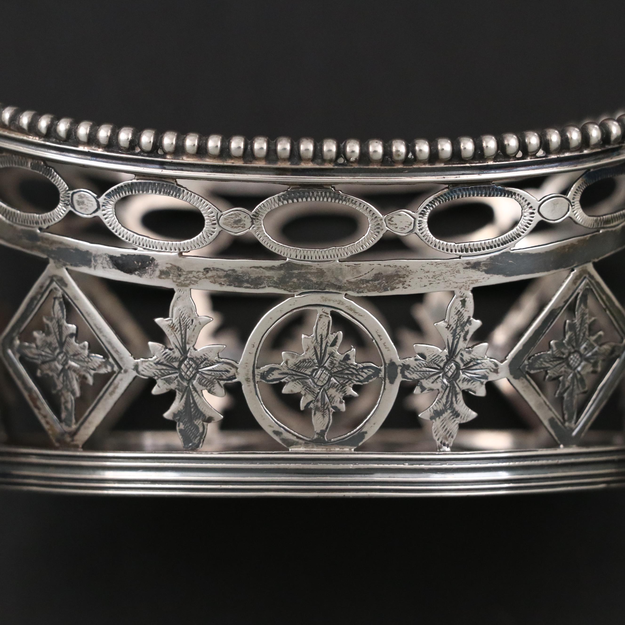 Dutch Reticulated 833 Silver Bon Bon Dish, Mid to Late 20th Century
