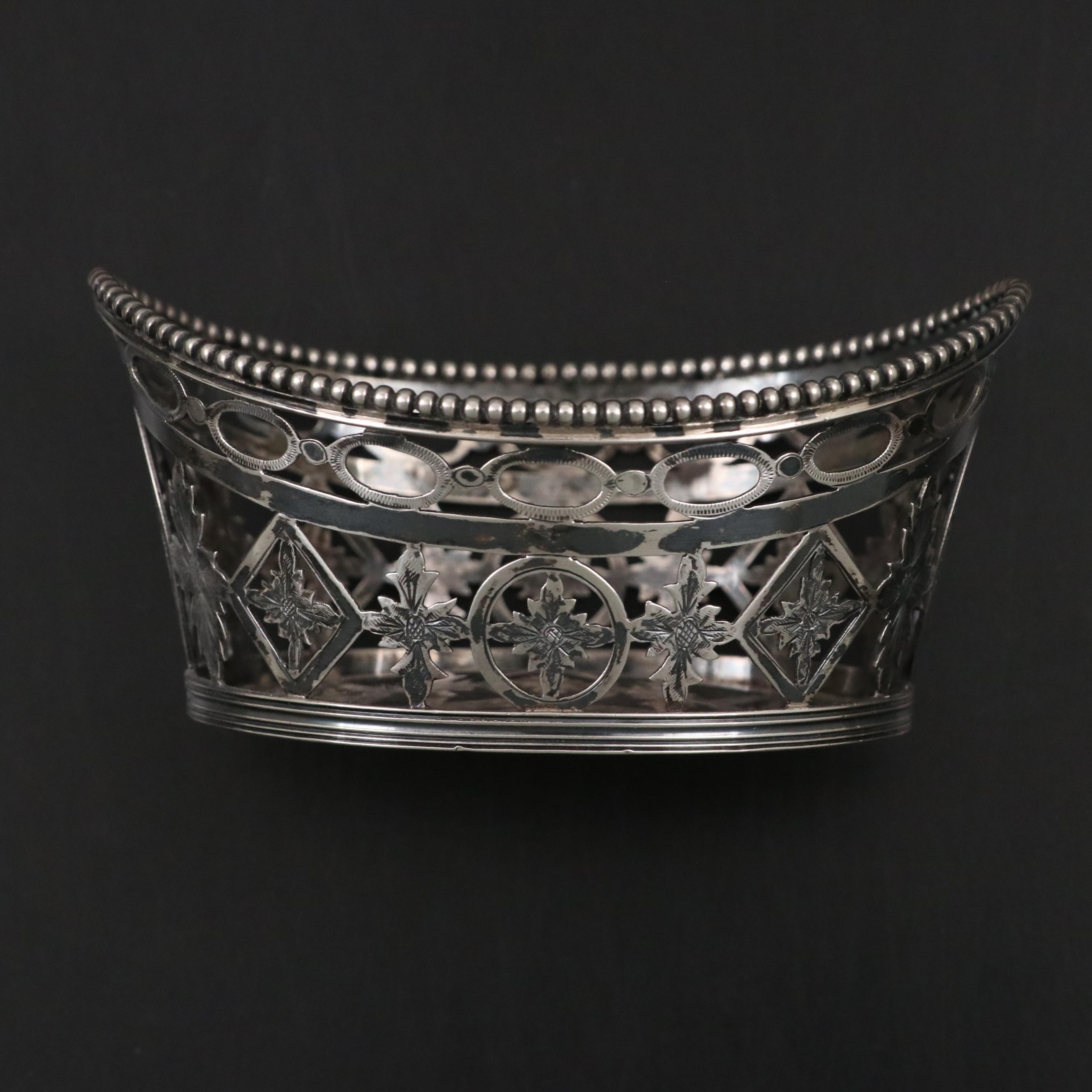 Dutch Reticulated 833 Silver Bon Bon Dish, Mid to Late 20th Century