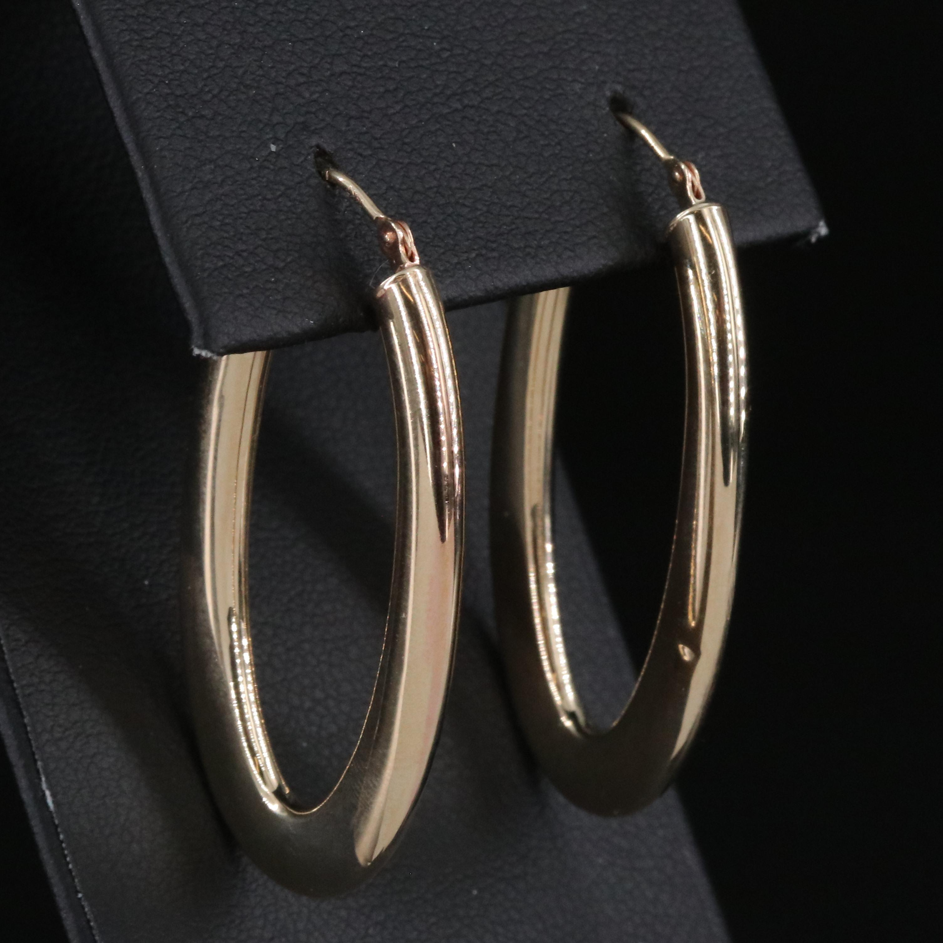 Italian 14K Elongated Hoops
