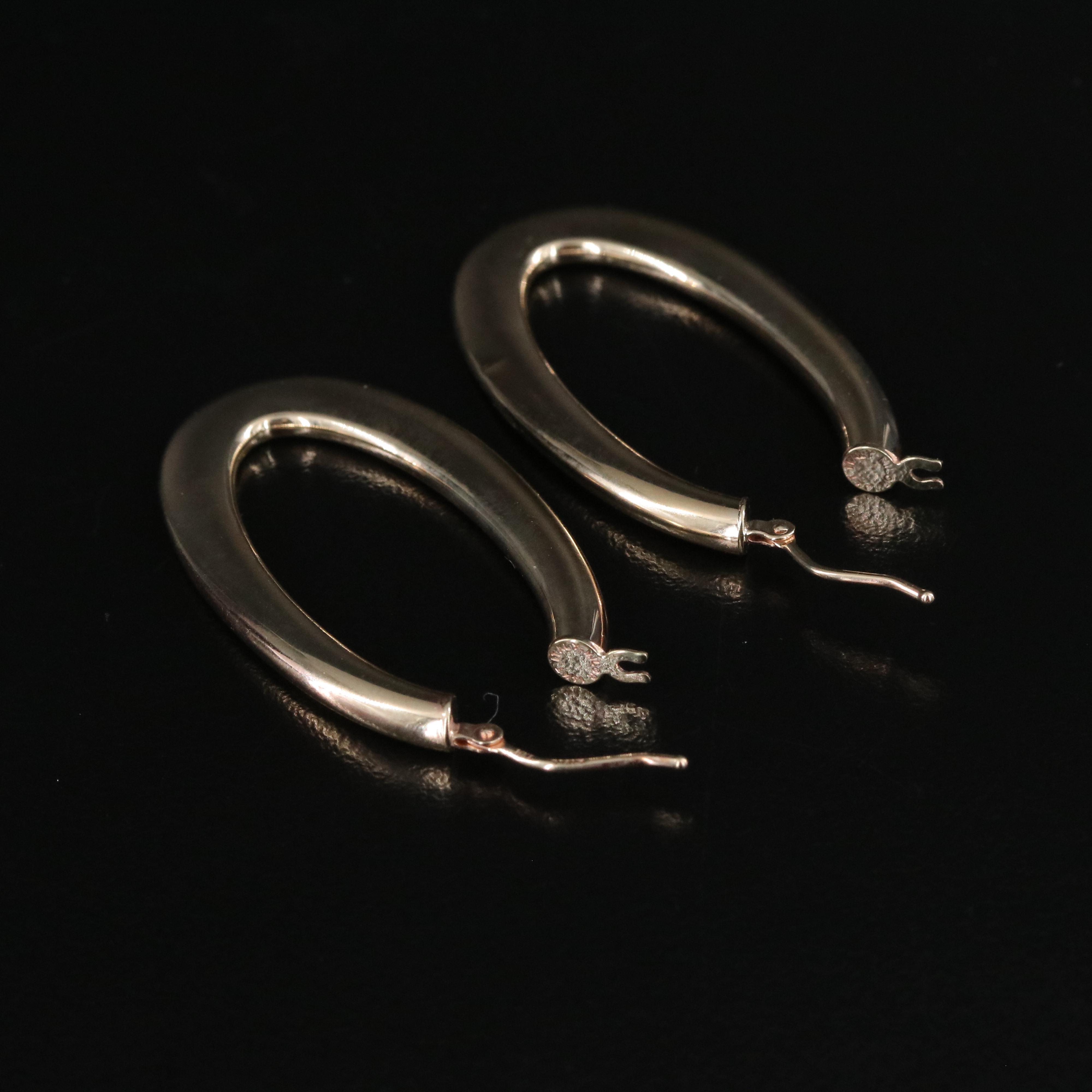 Italian 14K Elongated Hoops