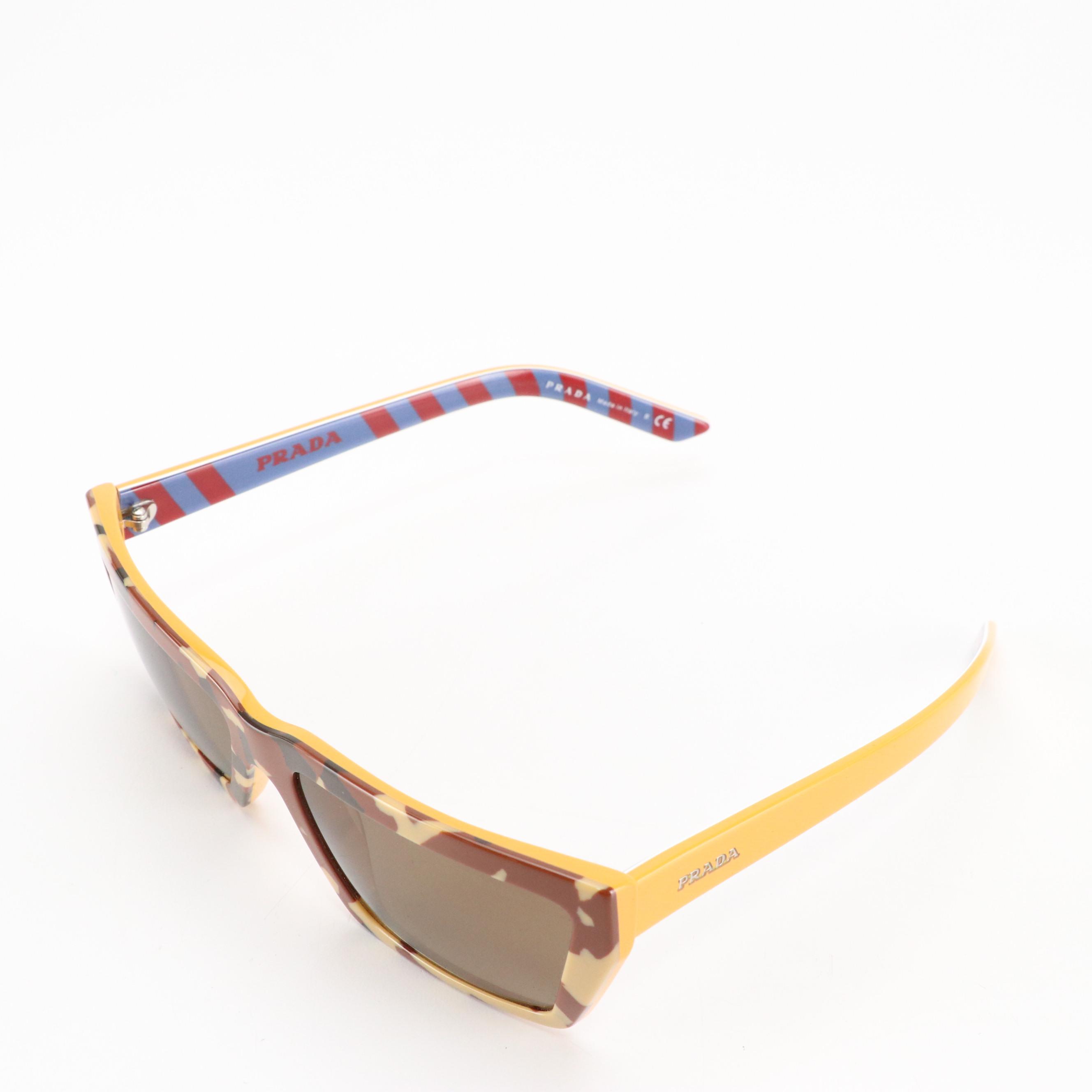 Prada SPR04V Camouflage Rectangular Framed Sunglasses with Case