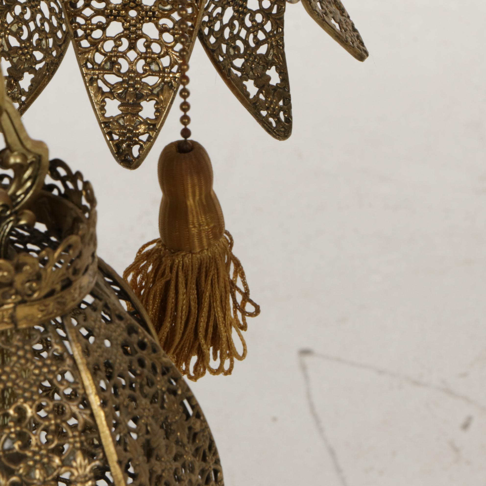 Hollywood Regency Style Filigree Tulip Swag Lamp, 1960s EBTH