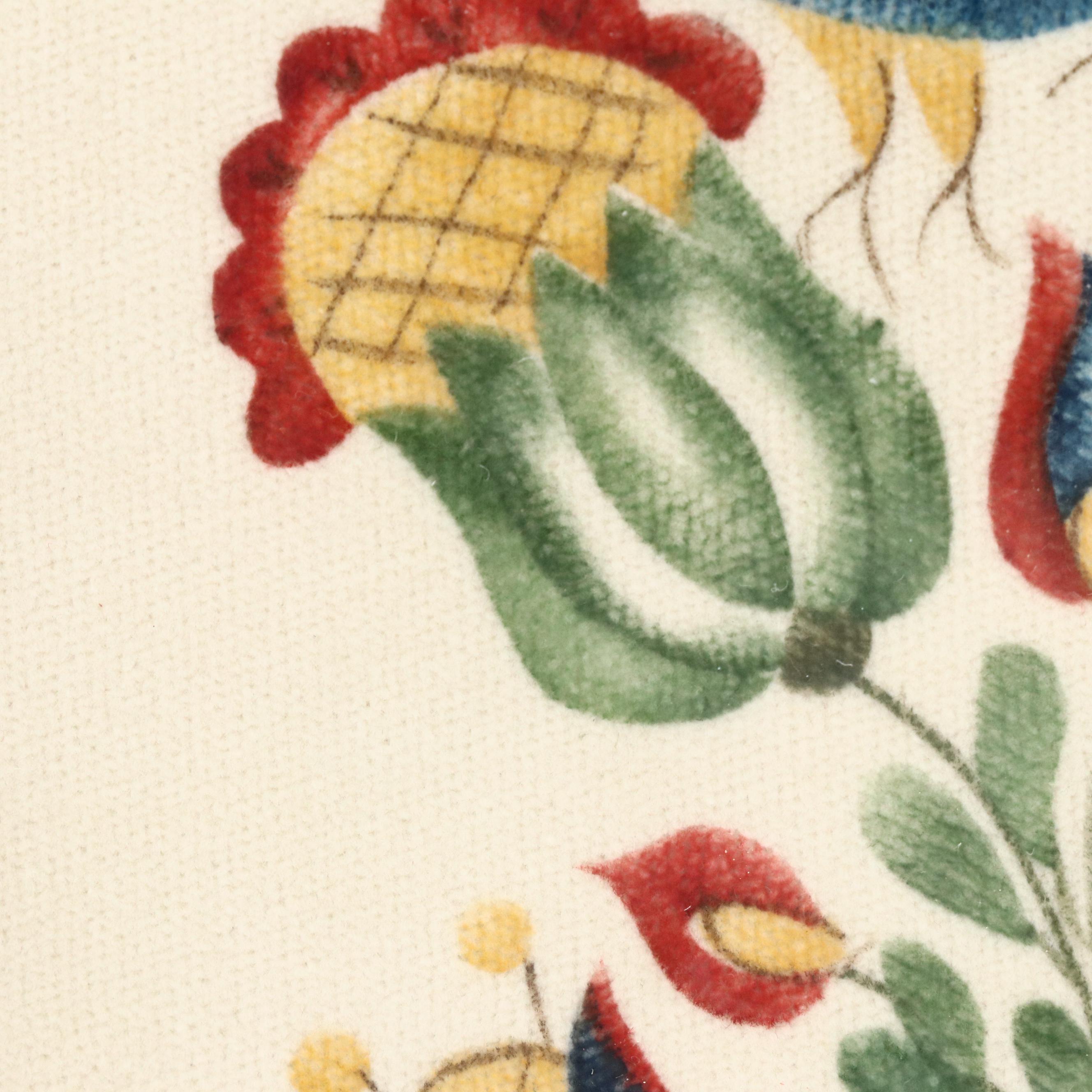 Linda L. Brown Folk Art Theorem Painting of Bird and Flowers