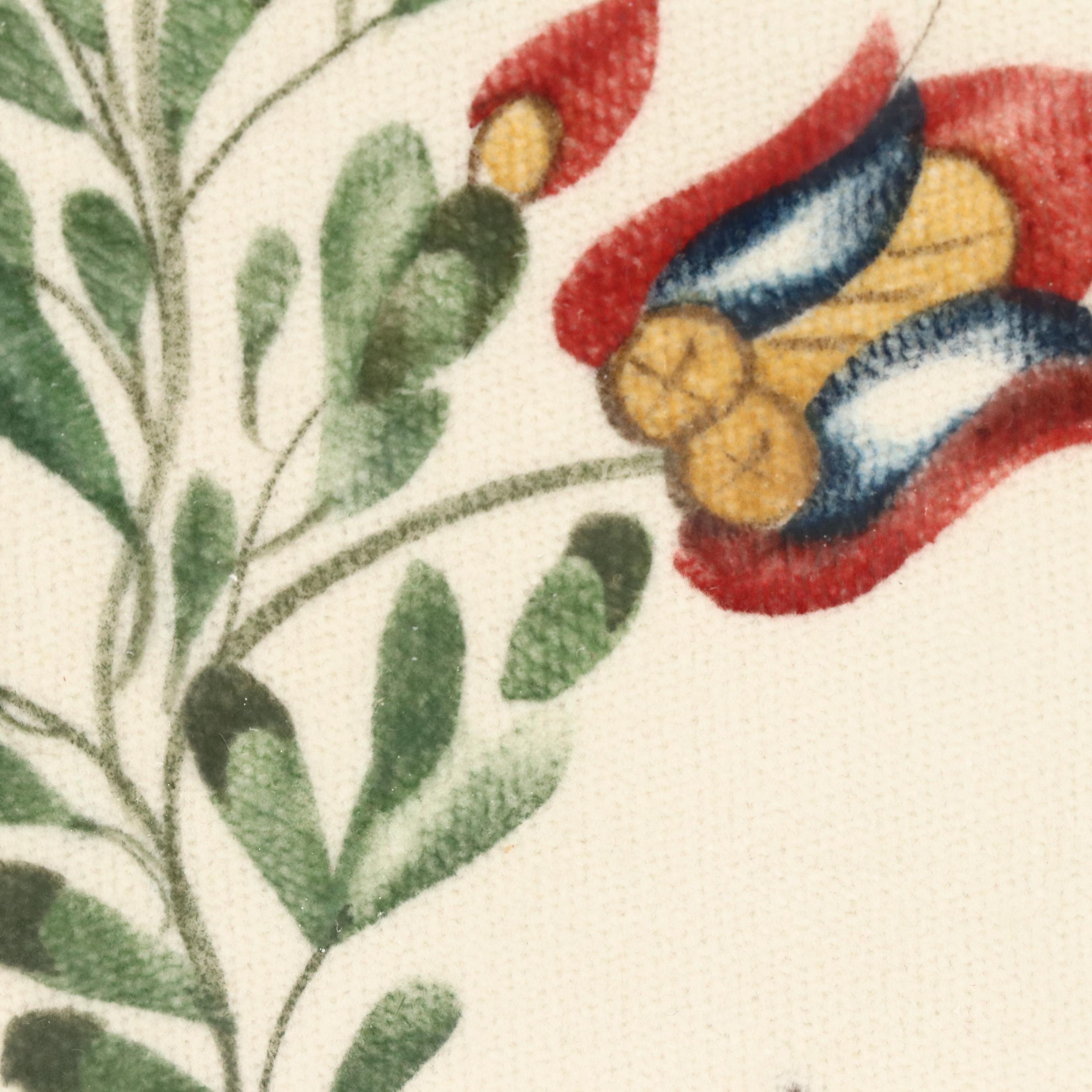 Linda L. Brown Folk Art Theorem Painting of Bird and Flowers