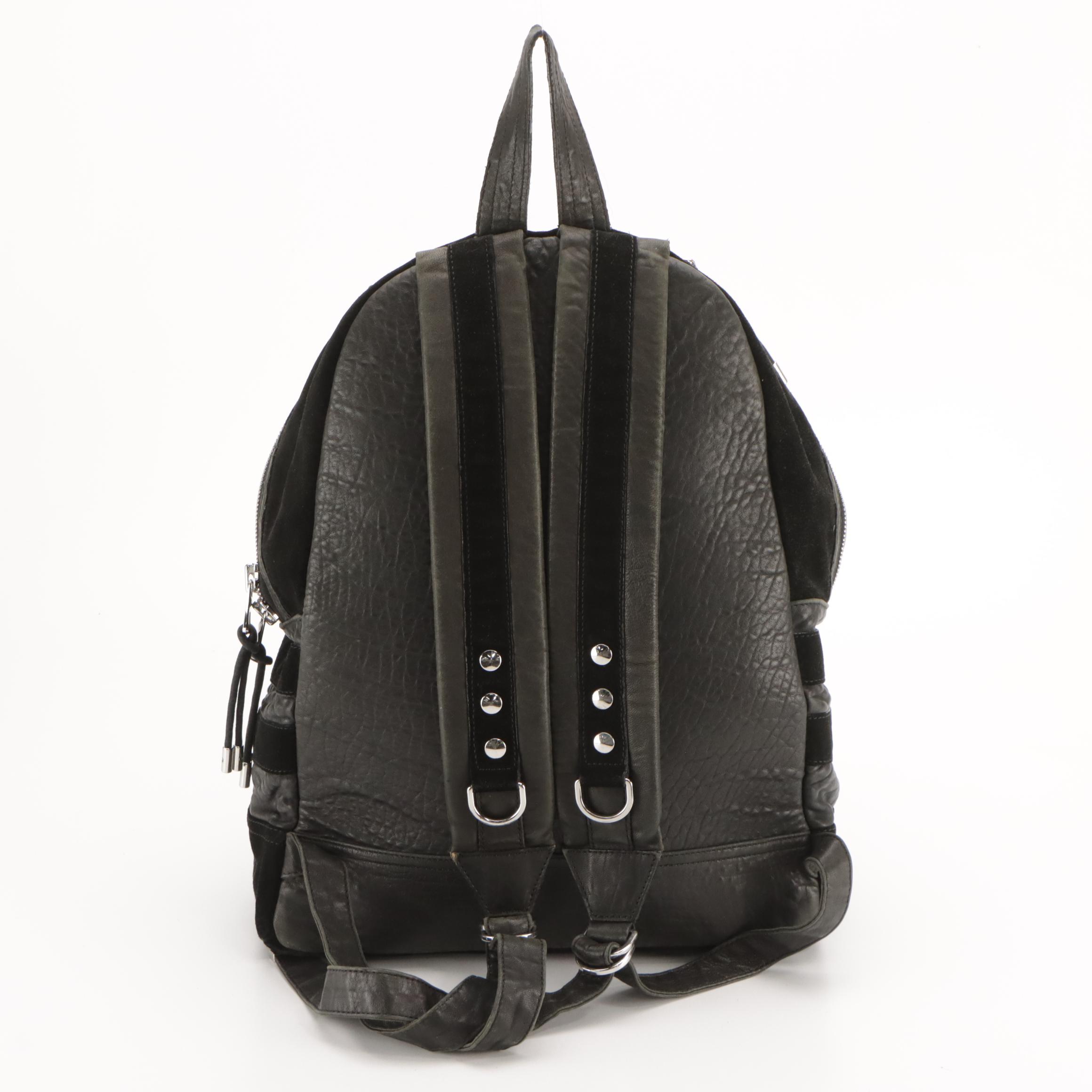 Balmain x H&M Slouchy Backpack in Black Suede and Rippled Leather