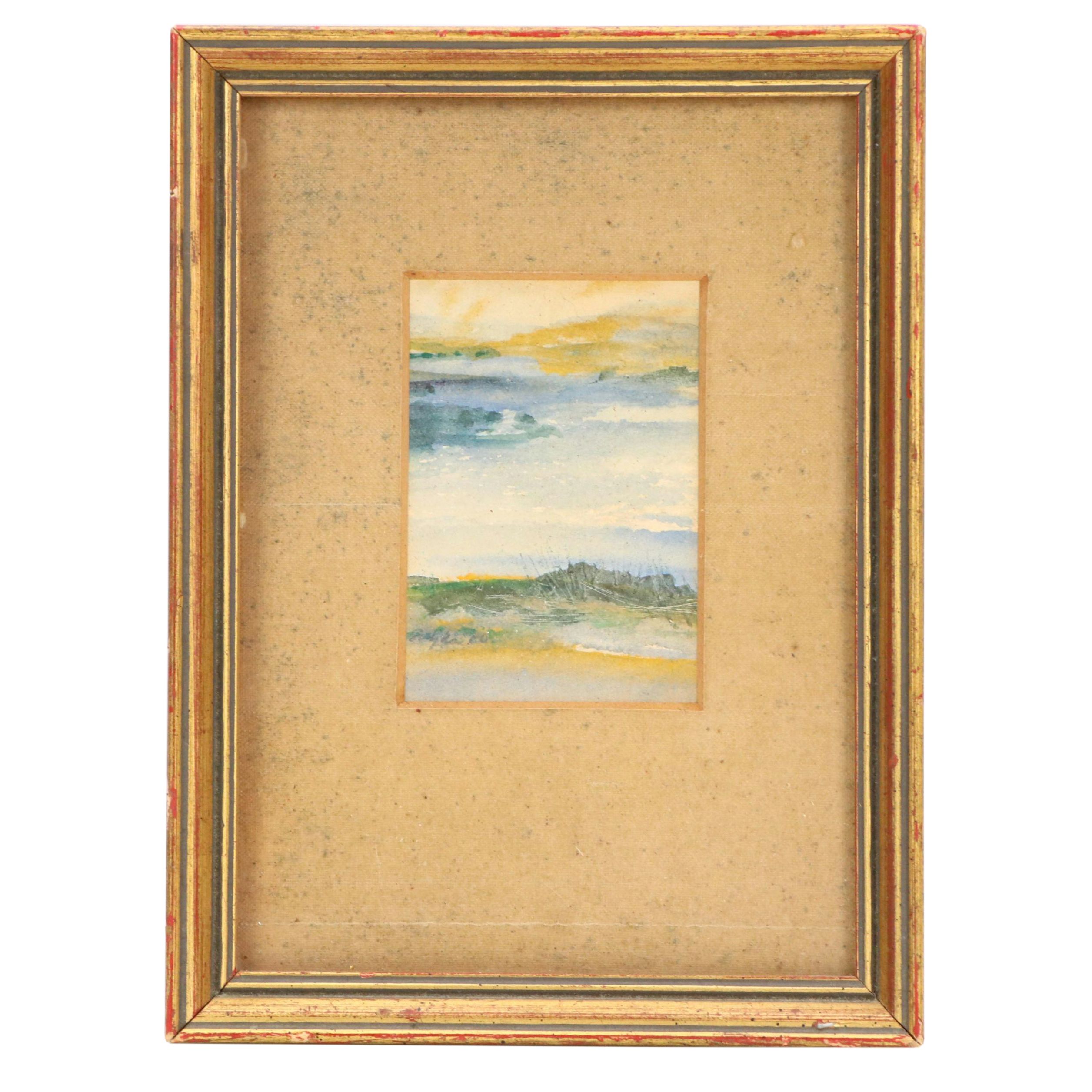 Seascape Watercolor Painting, 20th Century