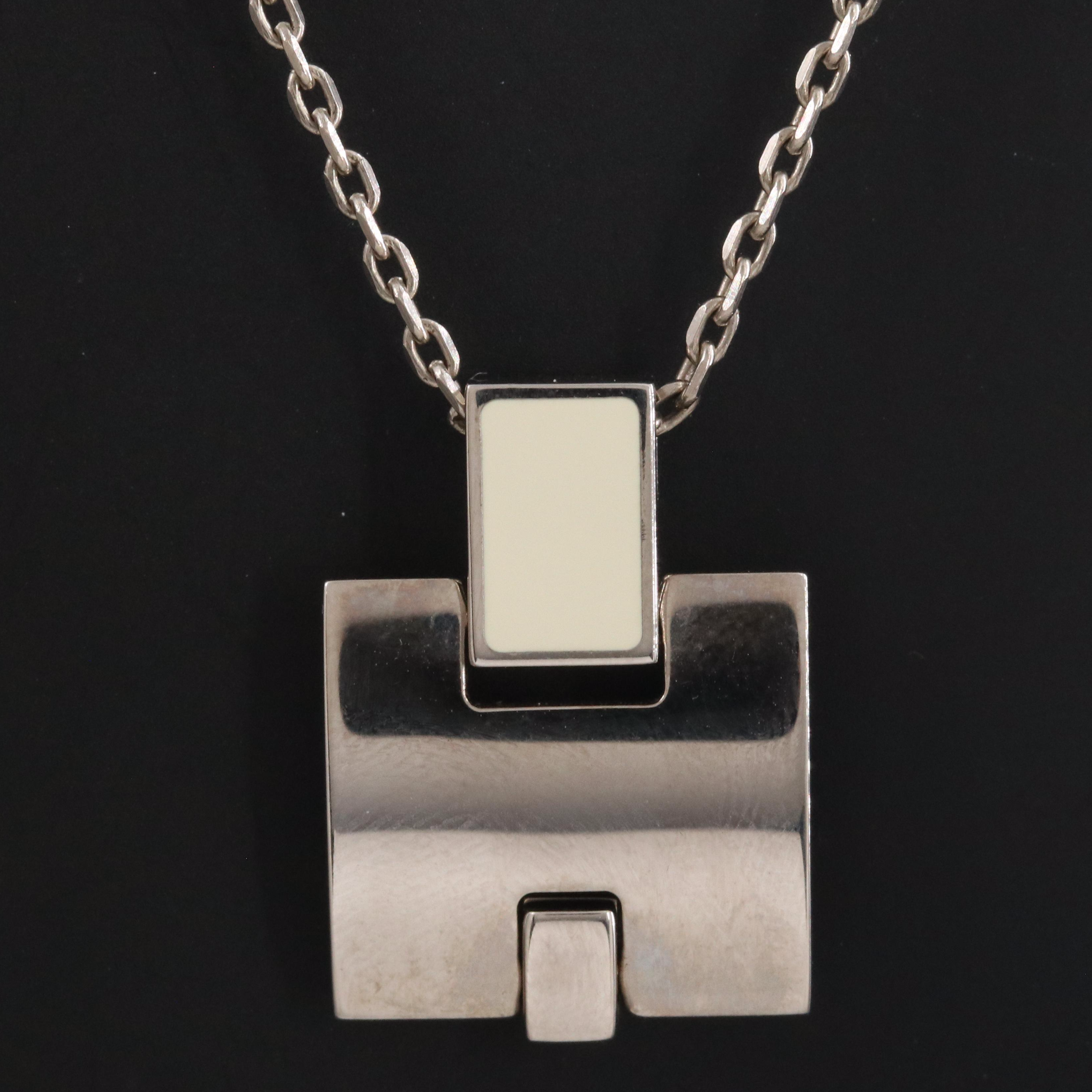 Hermès H Necklace with Cream Enamel Accents