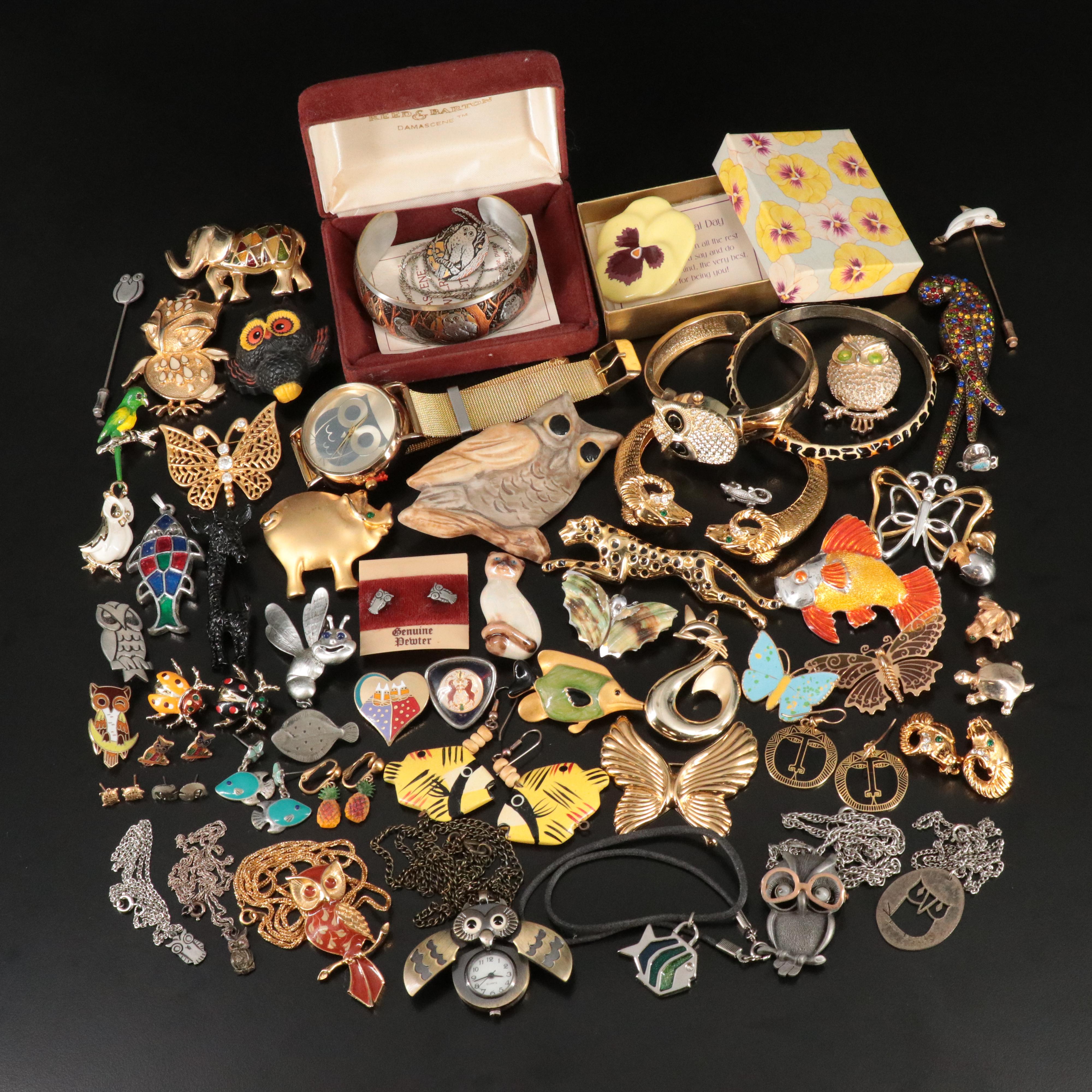 Reed & Barton Damascene Featured in Animal and Floral Themed Jewelry