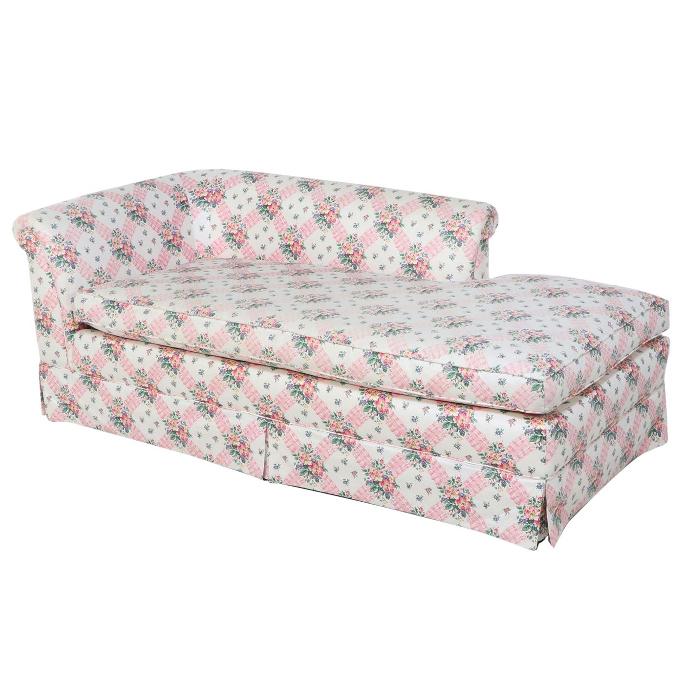 Custom-Upholstered Left-Arm-Facing Chaise Lounge, Late 20th Century