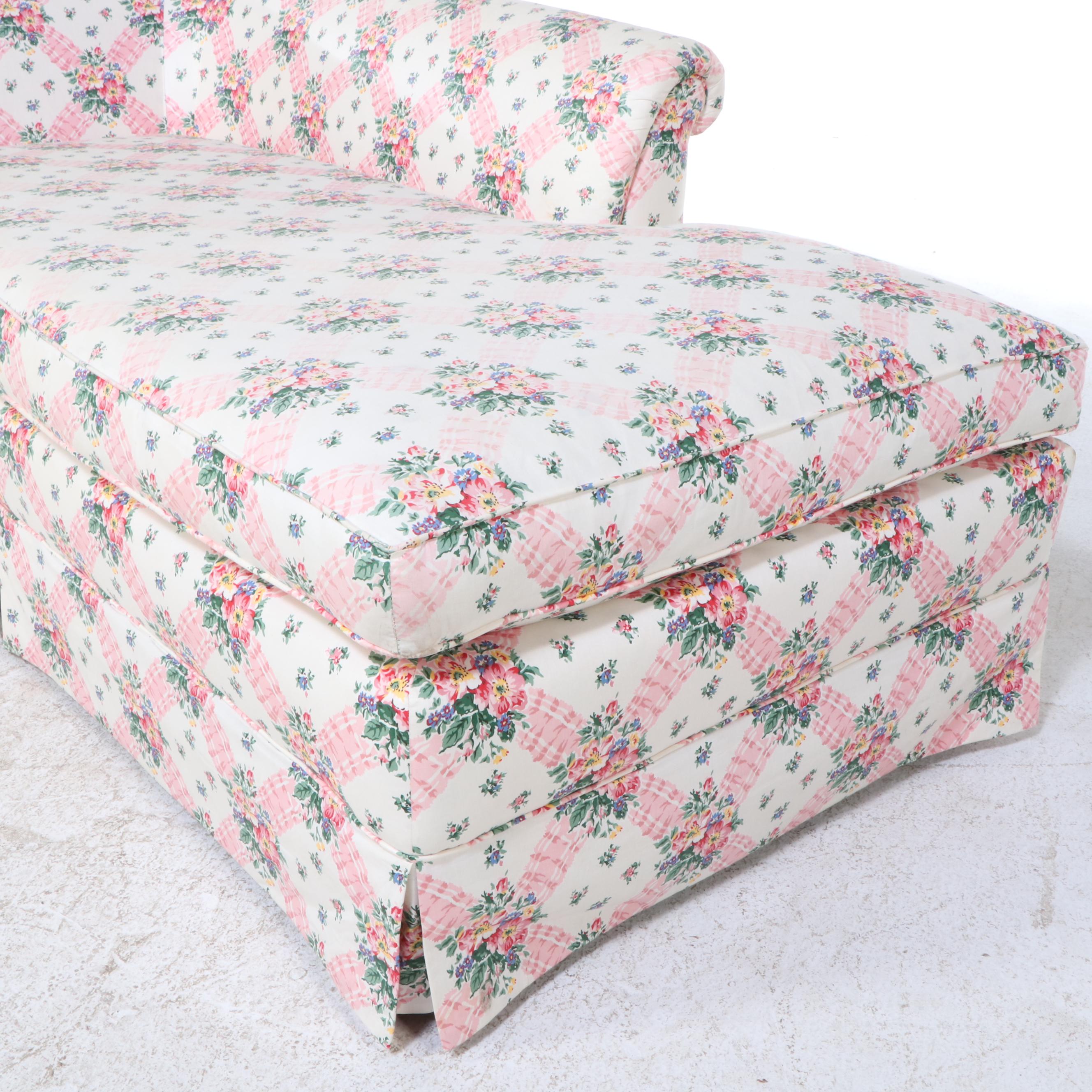 Custom-Upholstered Left-Arm-Facing Chaise Lounge, Late 20th Century