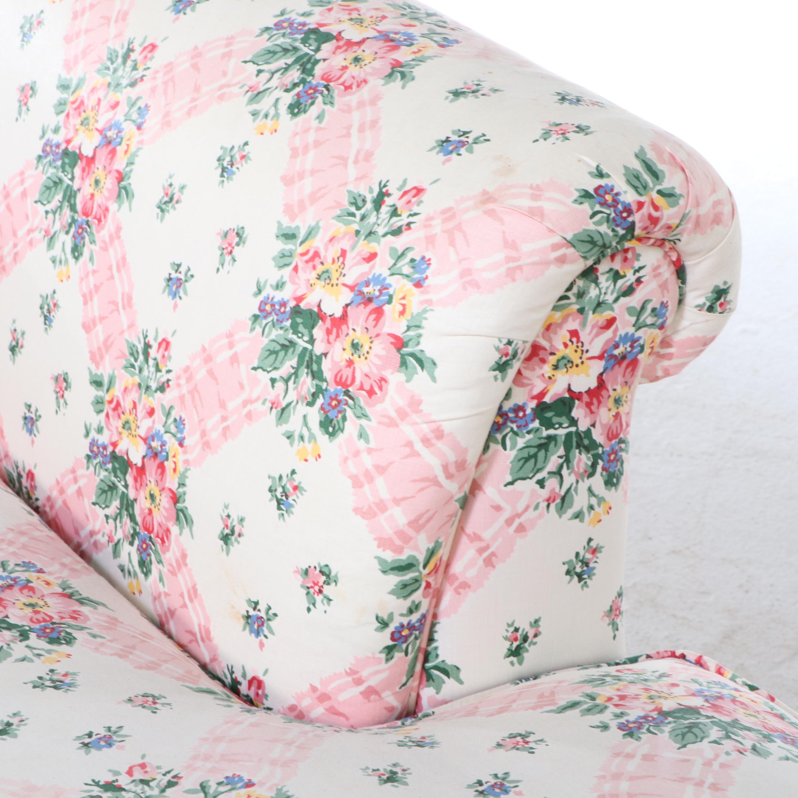 Custom-Upholstered Left-Arm-Facing Chaise Lounge, Late 20th Century