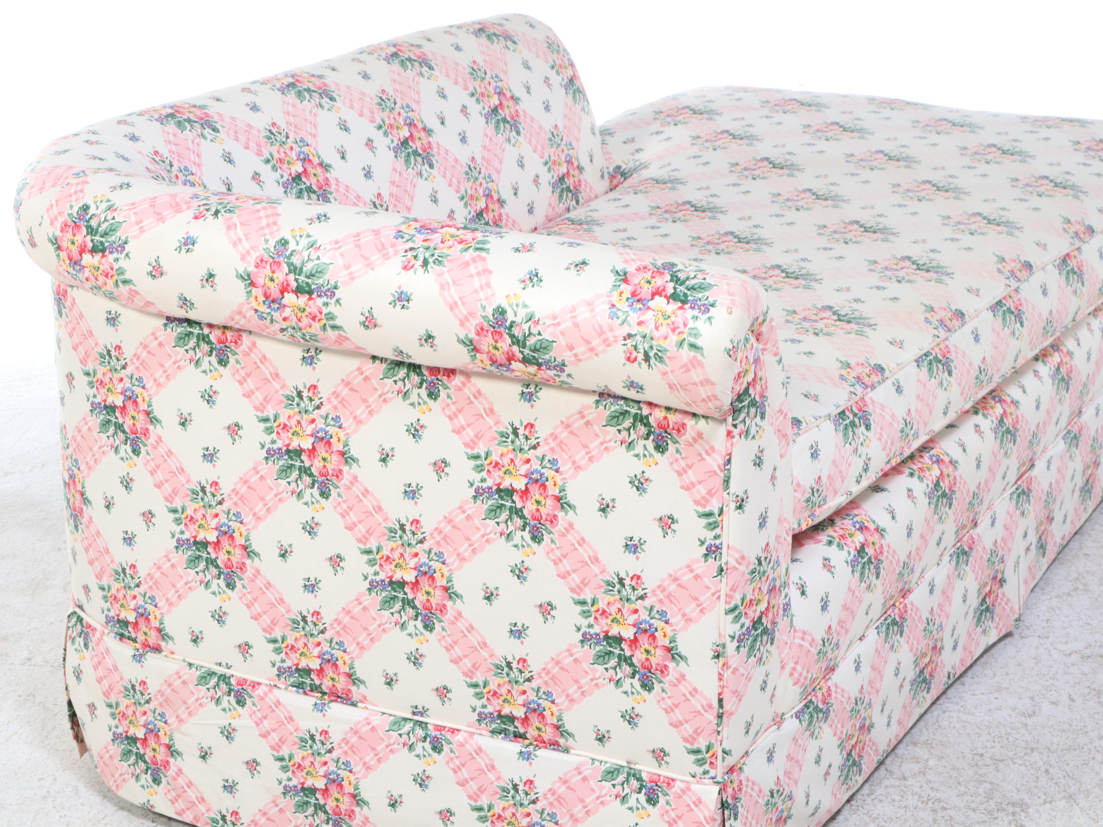 Custom-Upholstered Left-Arm-Facing Chaise Lounge, Late 20th Century