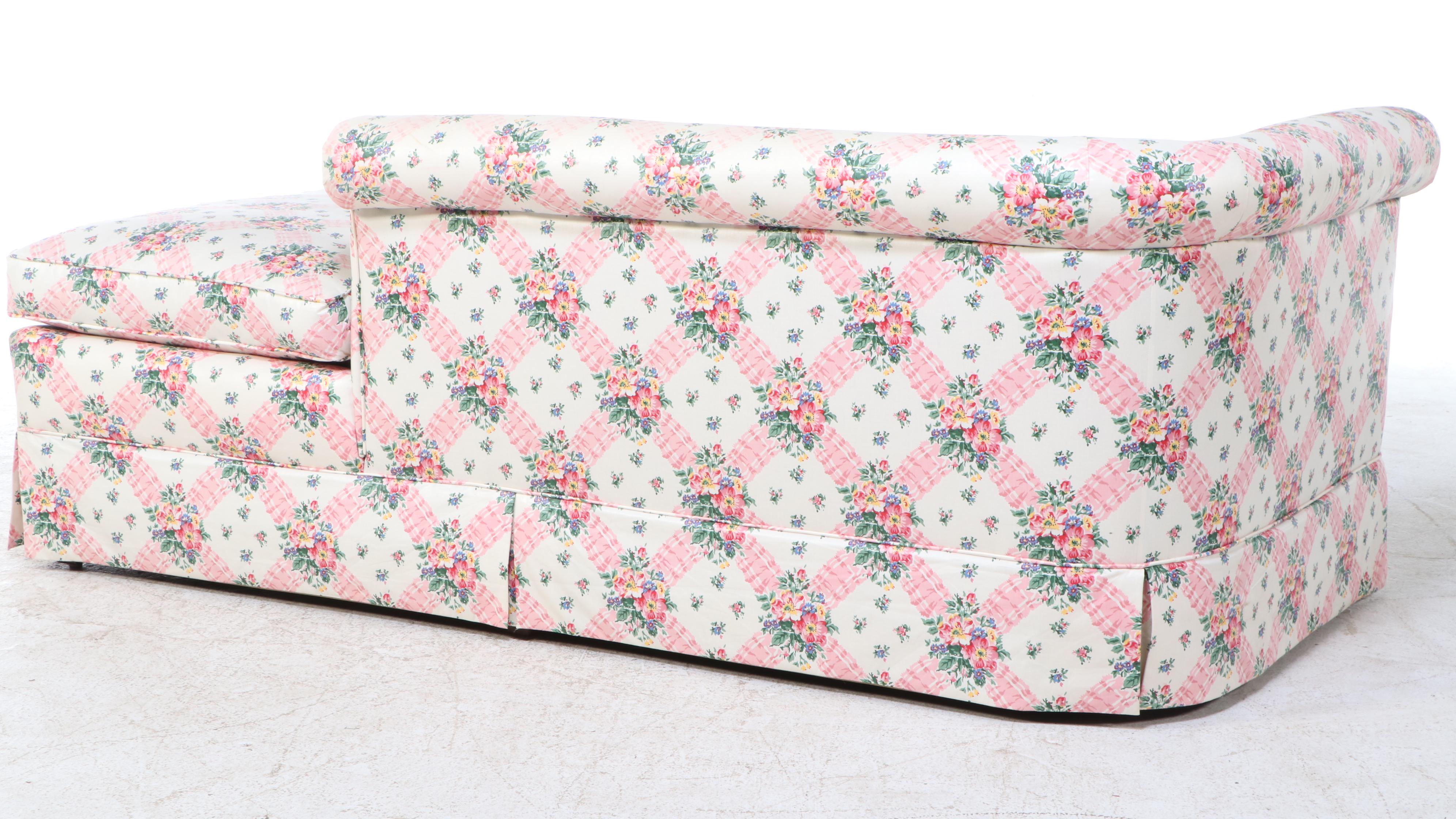 Custom-Upholstered Left-Arm-Facing Chaise Lounge, Late 20th Century