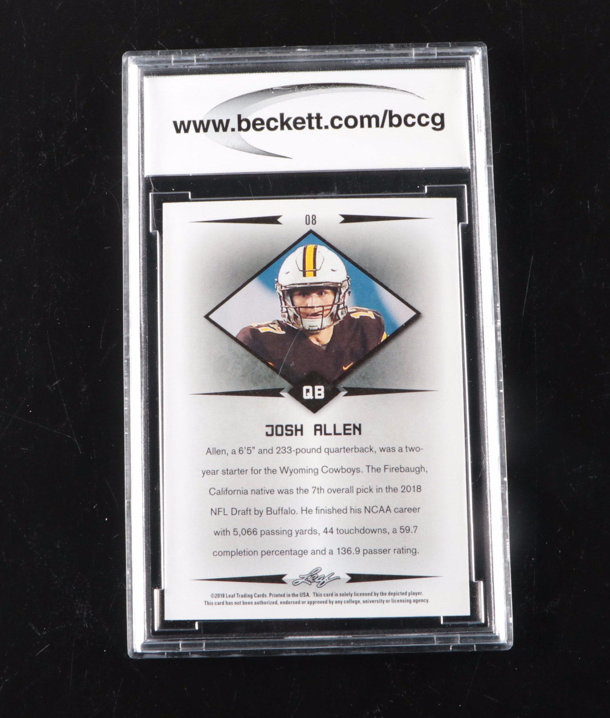 2018 Leaf Josh Allen Rookie Star Football Card Graded BCCG 10