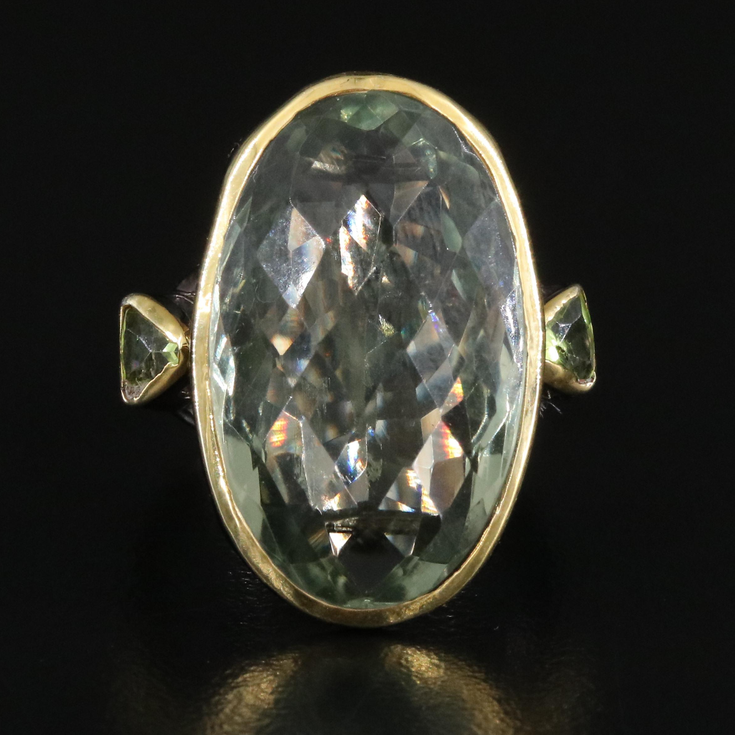 Sterling Smoky Quartz and Peridot Ring