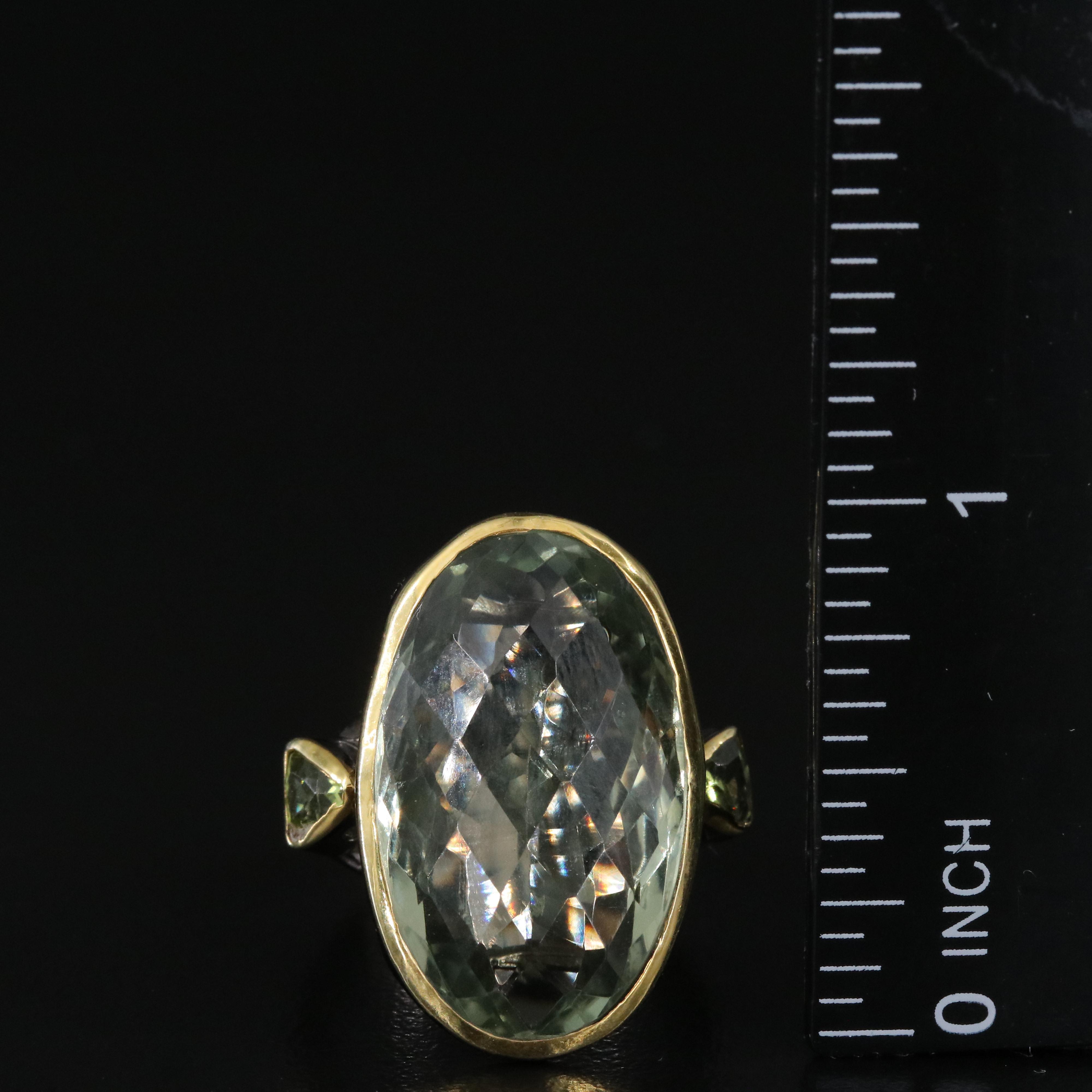 Sterling Smoky Quartz and Peridot Ring