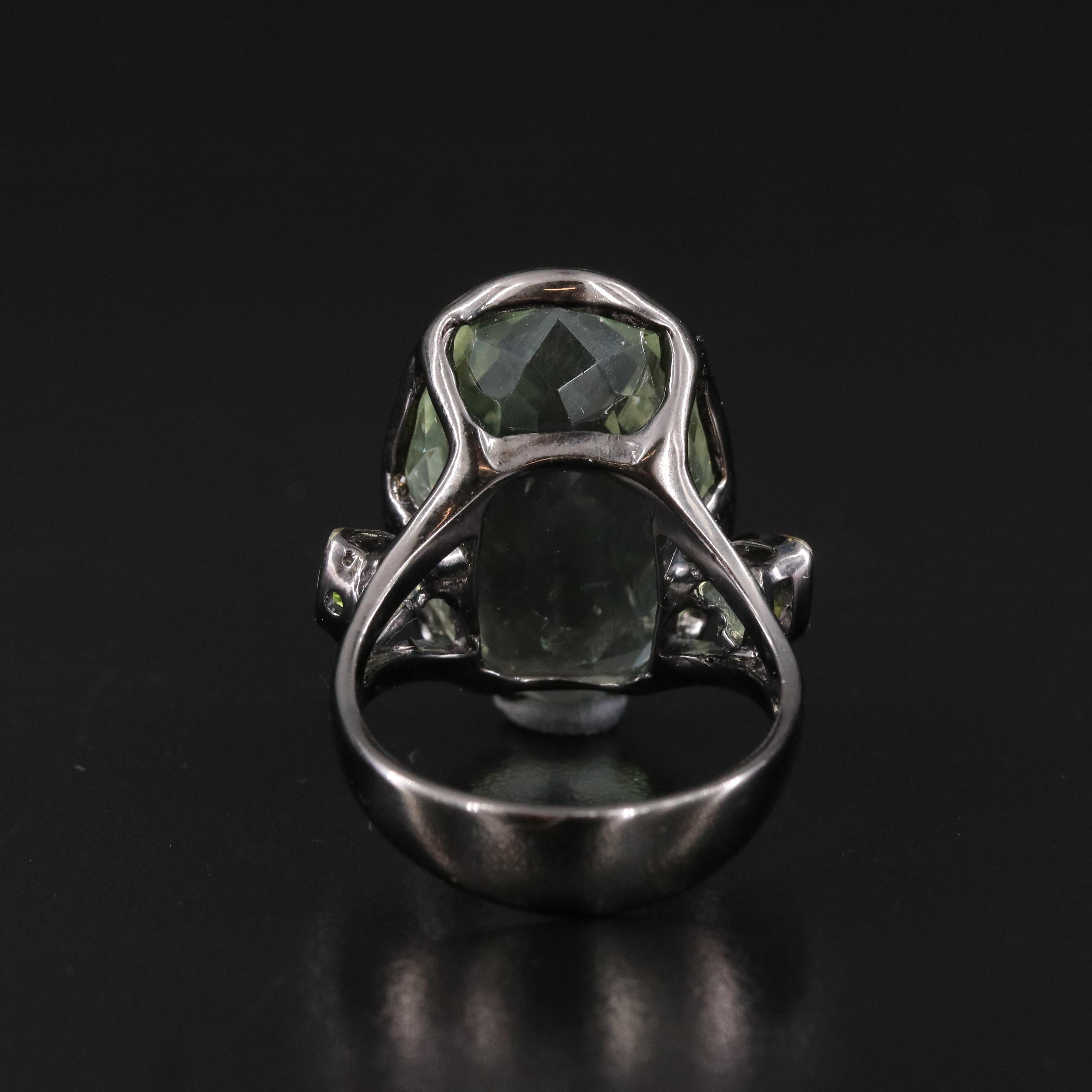 Sterling Smoky Quartz and Peridot Ring