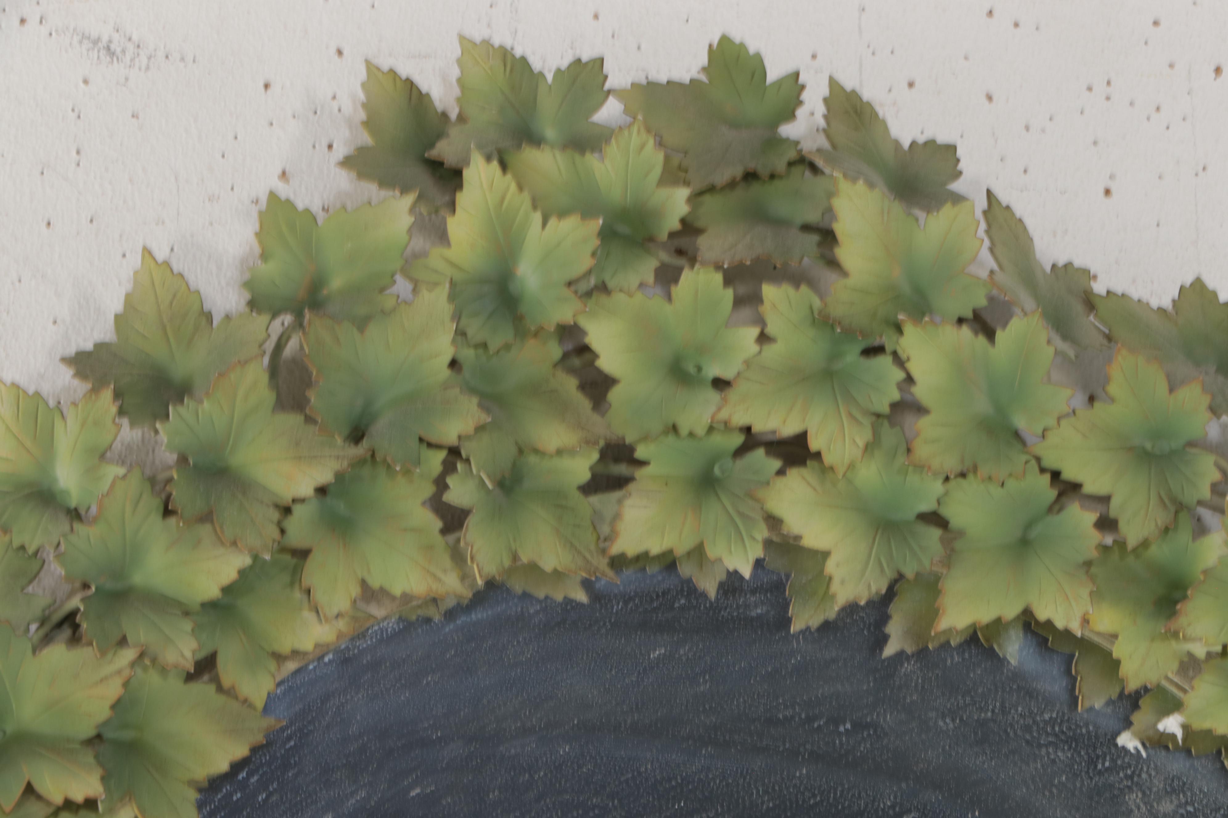Italian Style  Toleware Ivy Wreath and Bow Wall Mirror, 20th Century