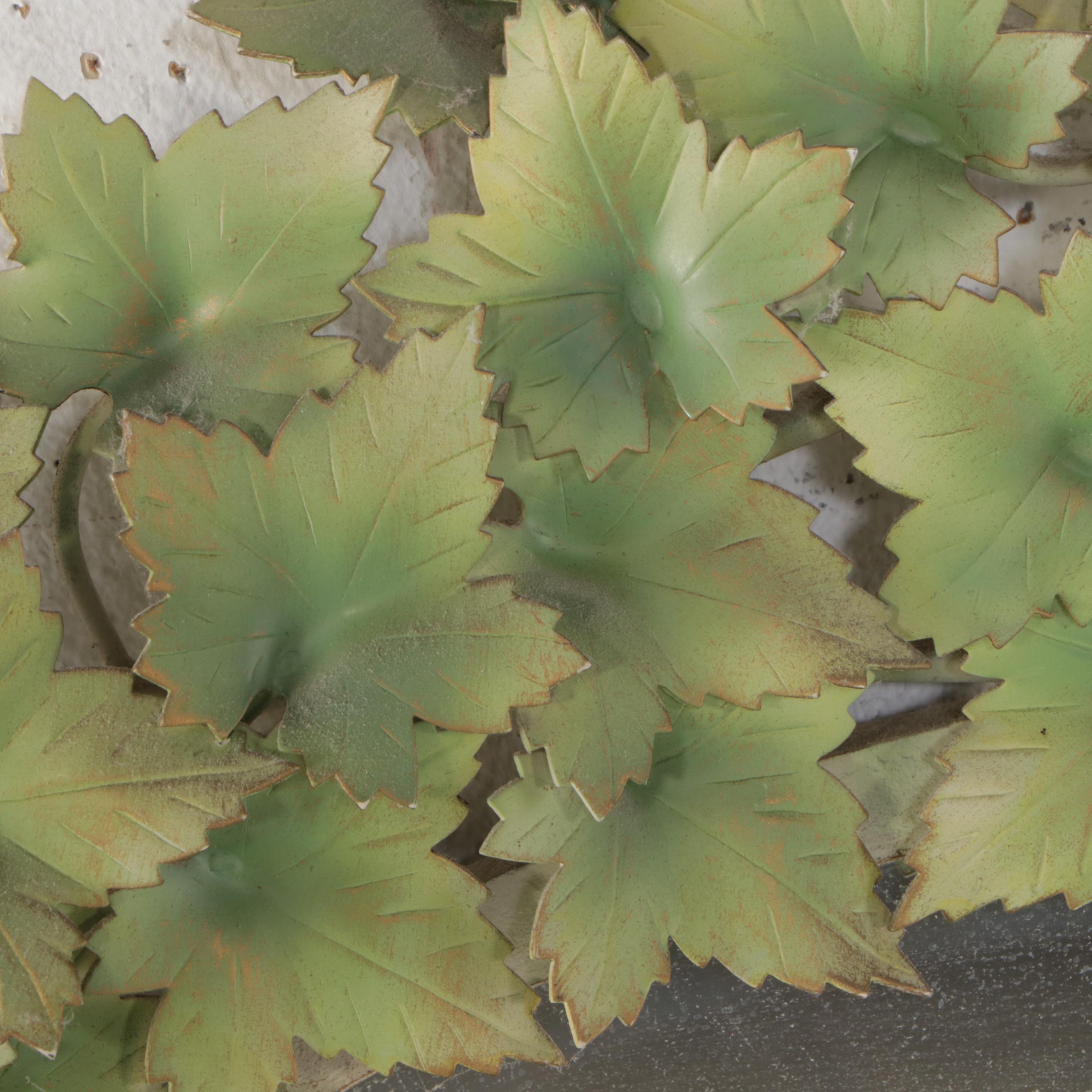 Italian Style  Toleware Ivy Wreath and Bow Wall Mirror, 20th Century